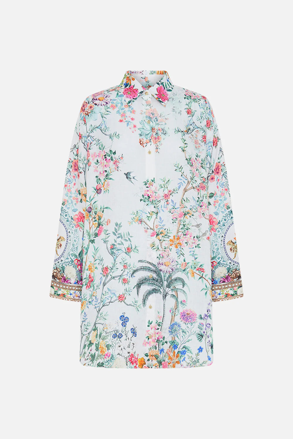 CAMILLA - Shirt Tunic with Side Buttons - Plumes and Parterres - Magpie Style