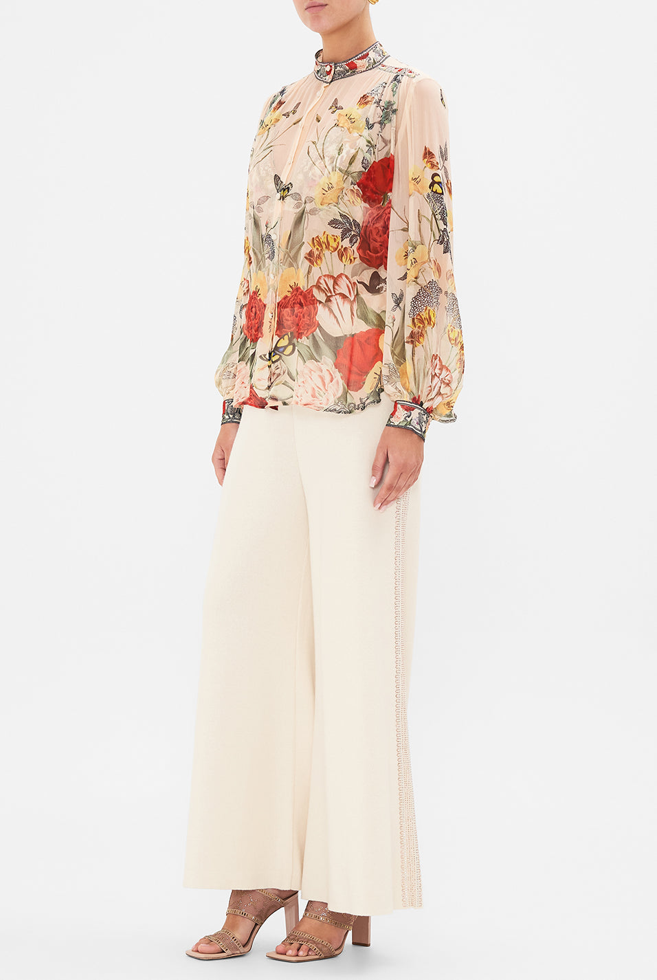 CAMILLA - High Neck Button through Blouse Etched into Eternity - Magpie Style