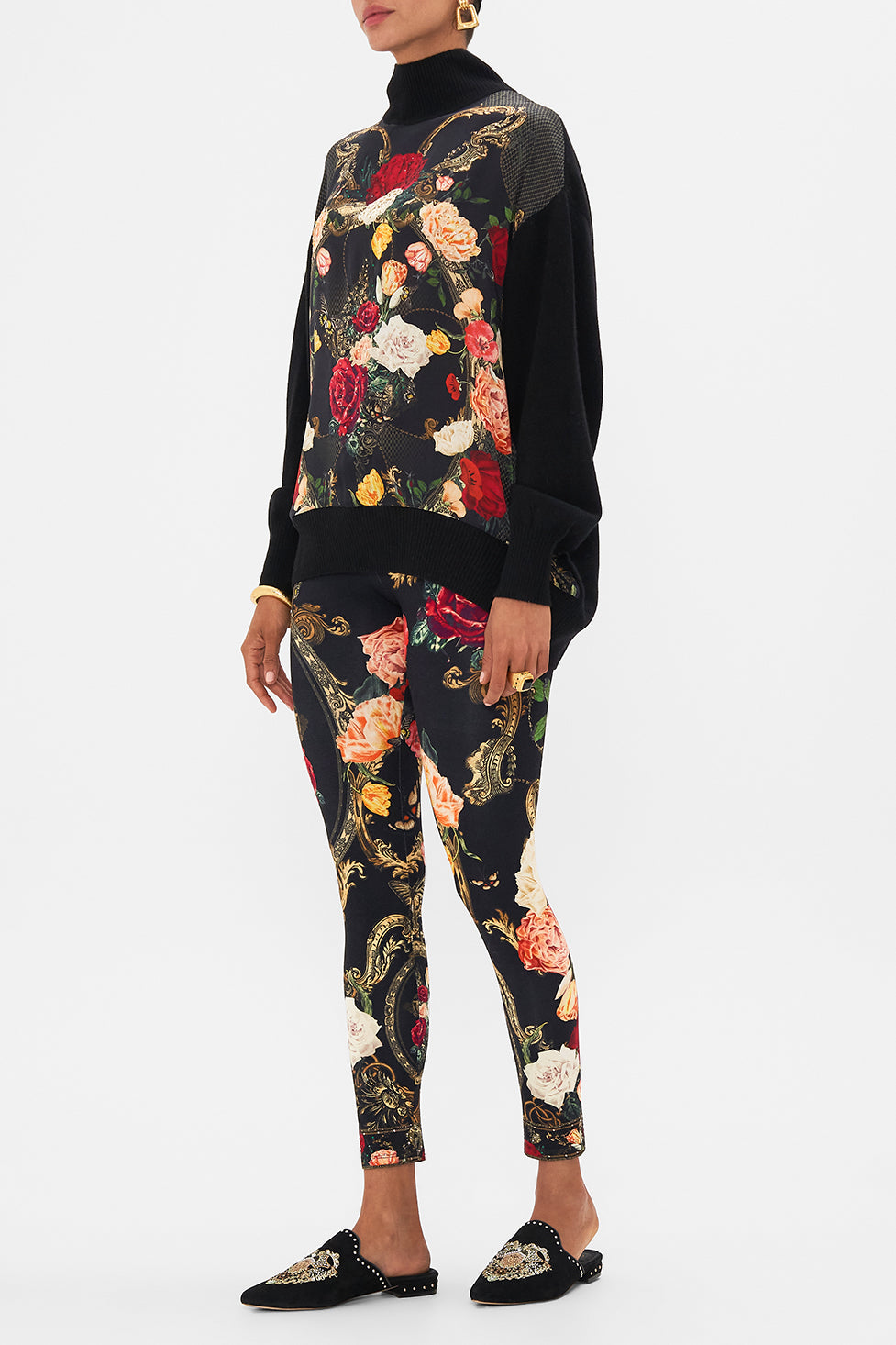 CAMILLA - Silk Front Turtle Neck Knit Magic in the Manuscripts - Magpie Style