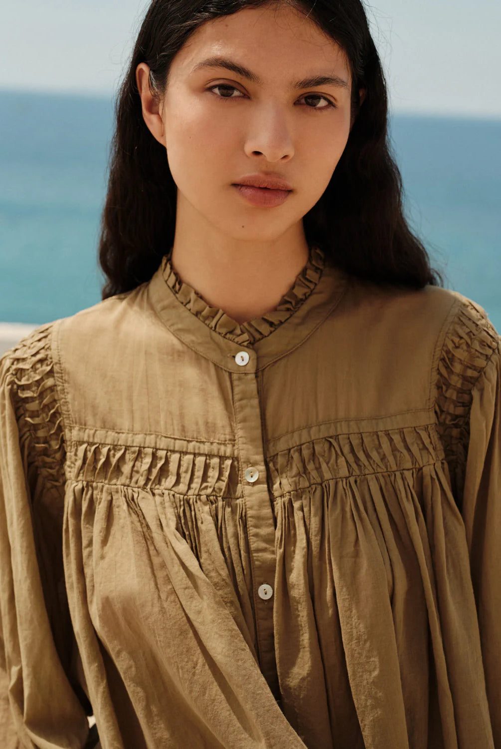 DEVOTION TWINS Voile Shirt - KHAKI