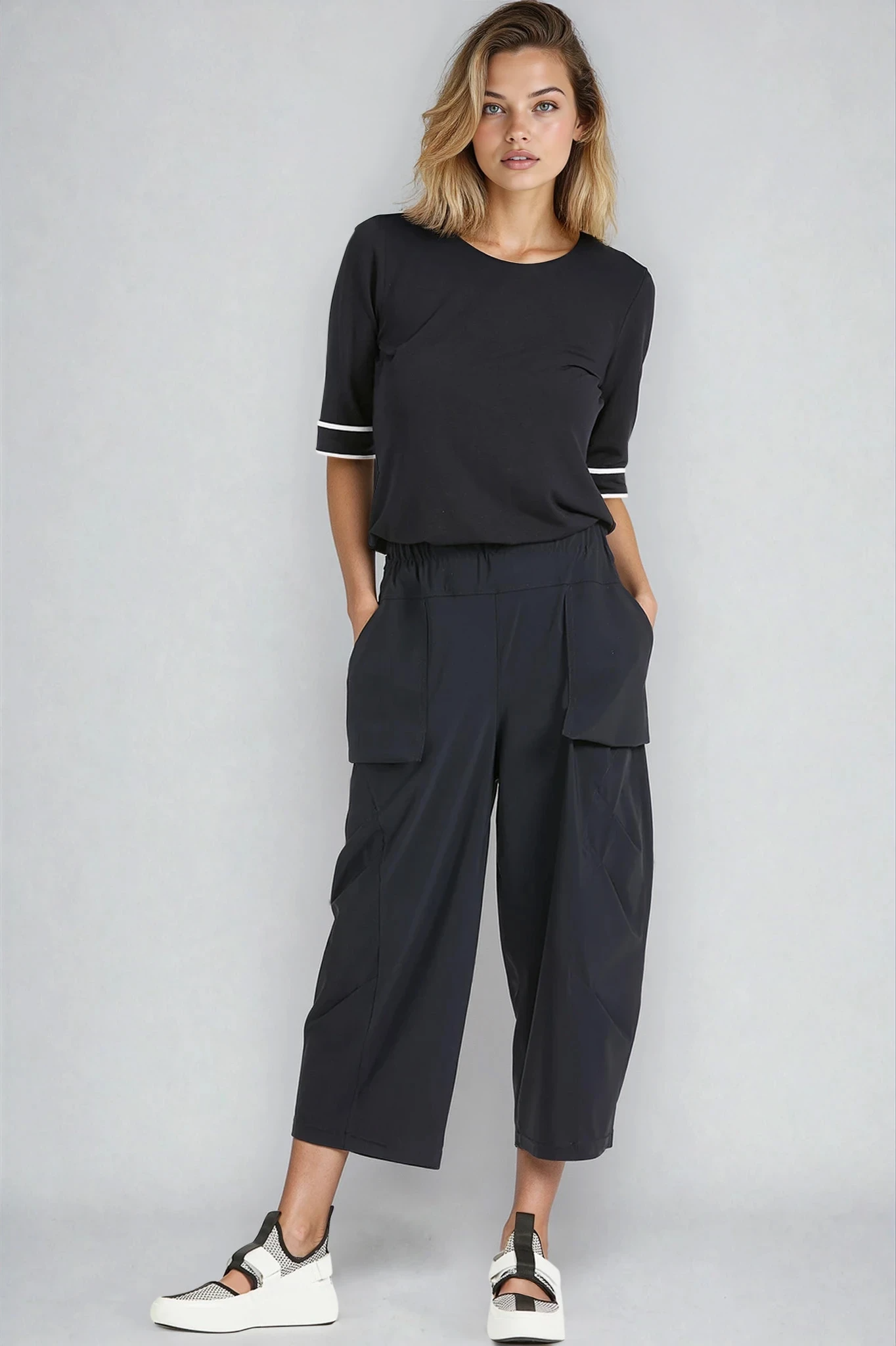 PAULA RYAN Tokyo Pant - Microjersey Navy - Paula Ryan
