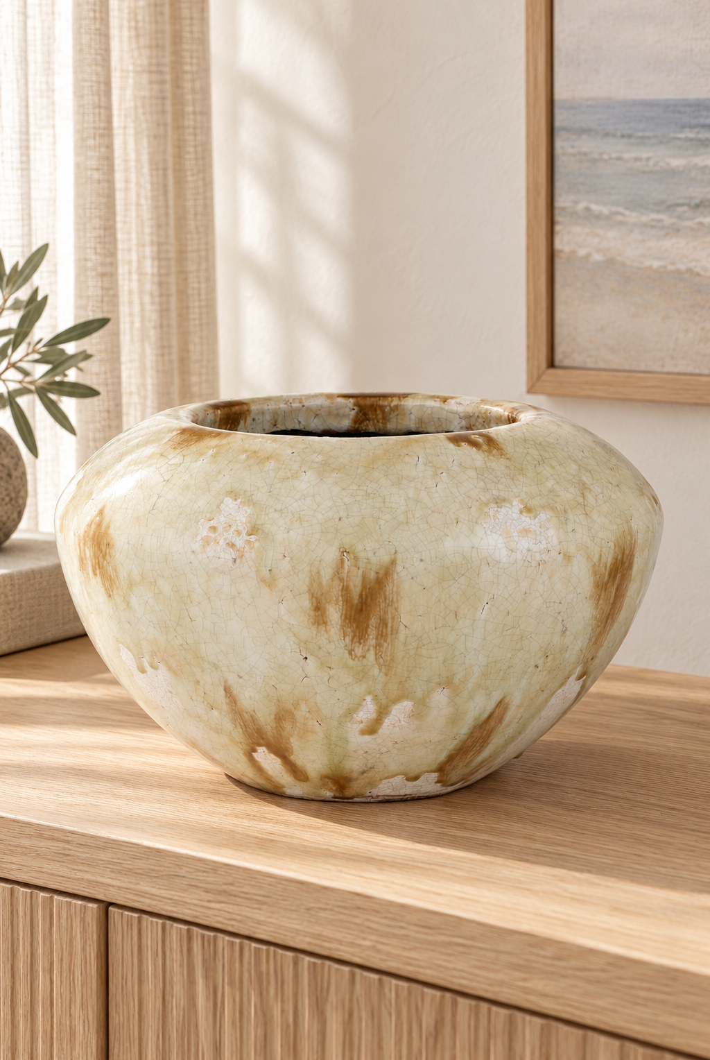 Cora Ceramic Vase styled in a sunlit coastal home; Coast to Coast OD6291