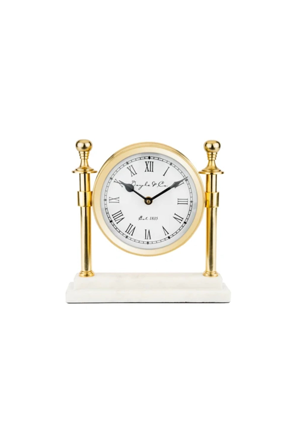 Gold Round Clock Marble Base - Magpie Style