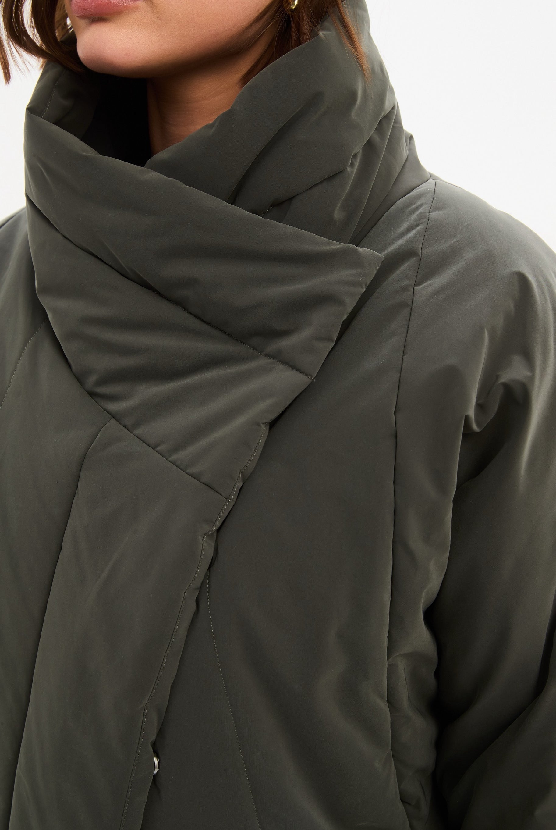TIRELLI Wrap Front Puffer Jacket - Steel - Magpie Style
