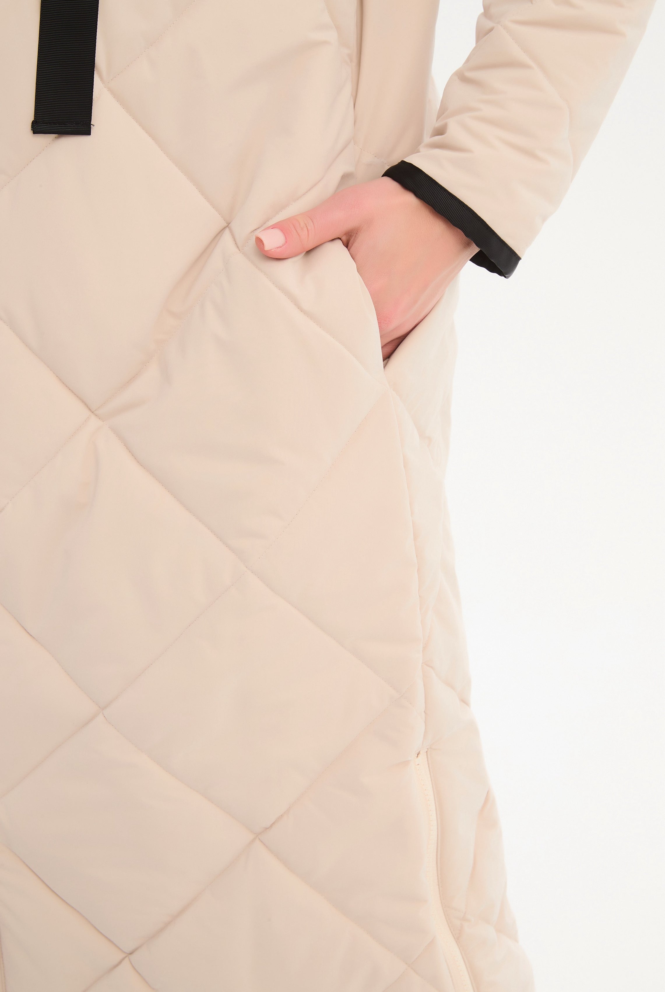 TIRELLI Diamond Quilt Puffer Coat - Cream - Magpie Style
