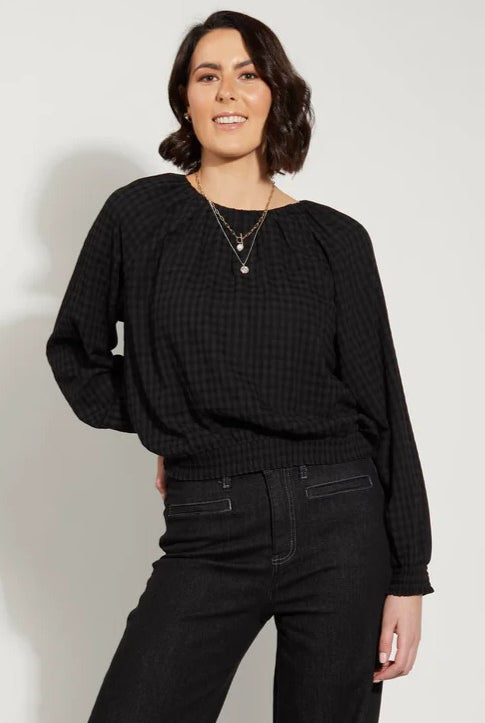 DRAMA THE LABEL Eyreton Top - Black Checker - Magpie Style