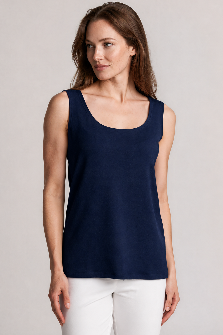 PAULA RYAN Easy Fit Singlet - Navy Merino - Paula Ryan