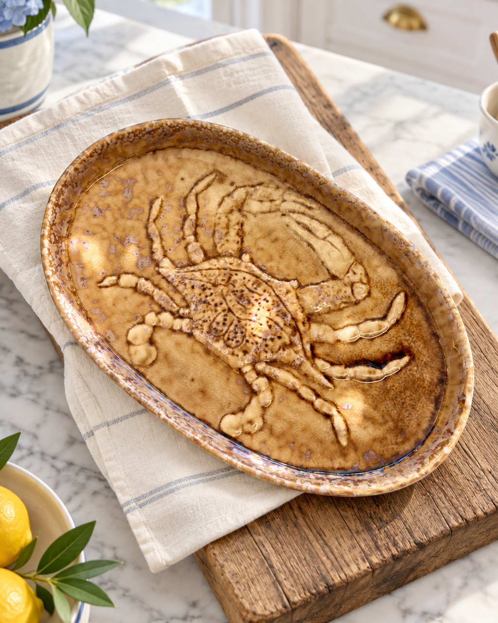 Crab Stoneware Serving Plate - Magpie Style