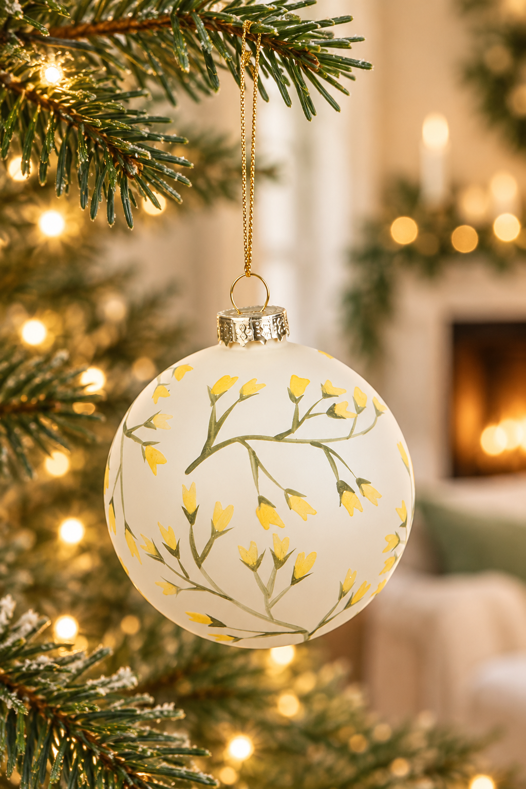 Glass Bauble - White styled in a warm festive home; Coast to Coast XX10865WHITE