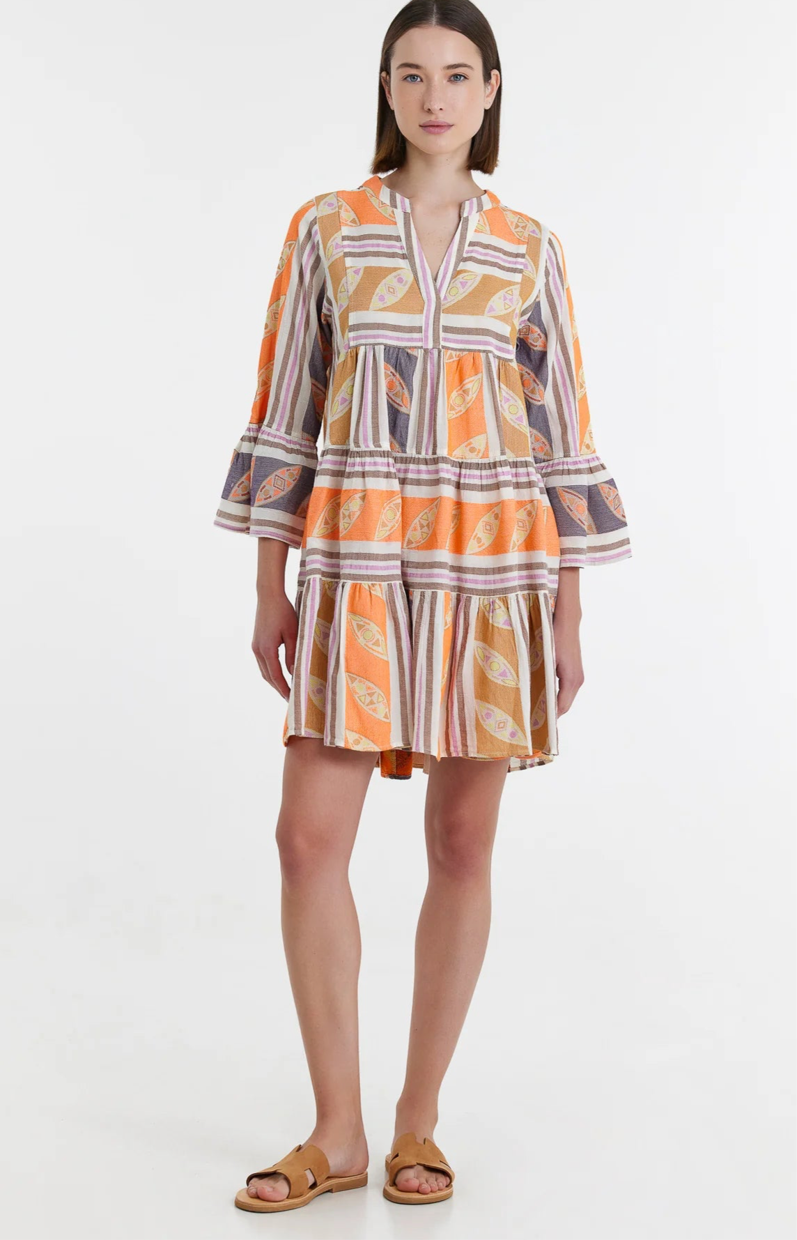 DEVOTION TWINS - Hermosa Short Dress Orange/Lilac - Magpie Style