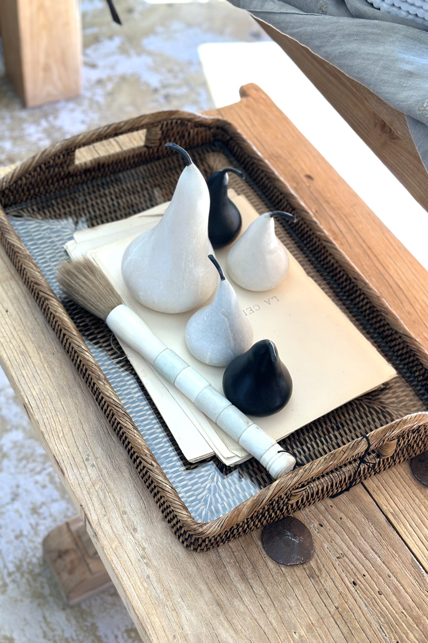 Rattan Glass Tray with Handles - Large - Magpie Style