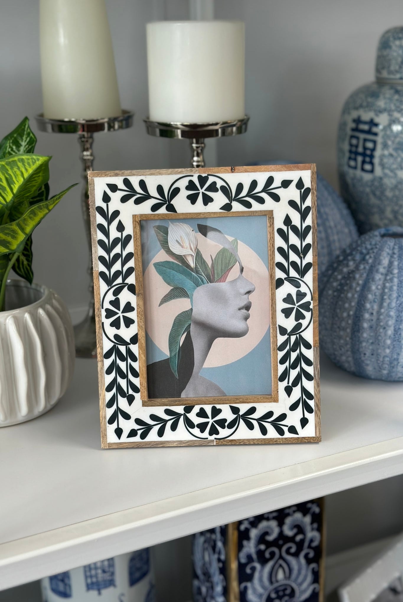 Tunisian Floral Inlay Photo Frame - 5x7 - Magpie Style