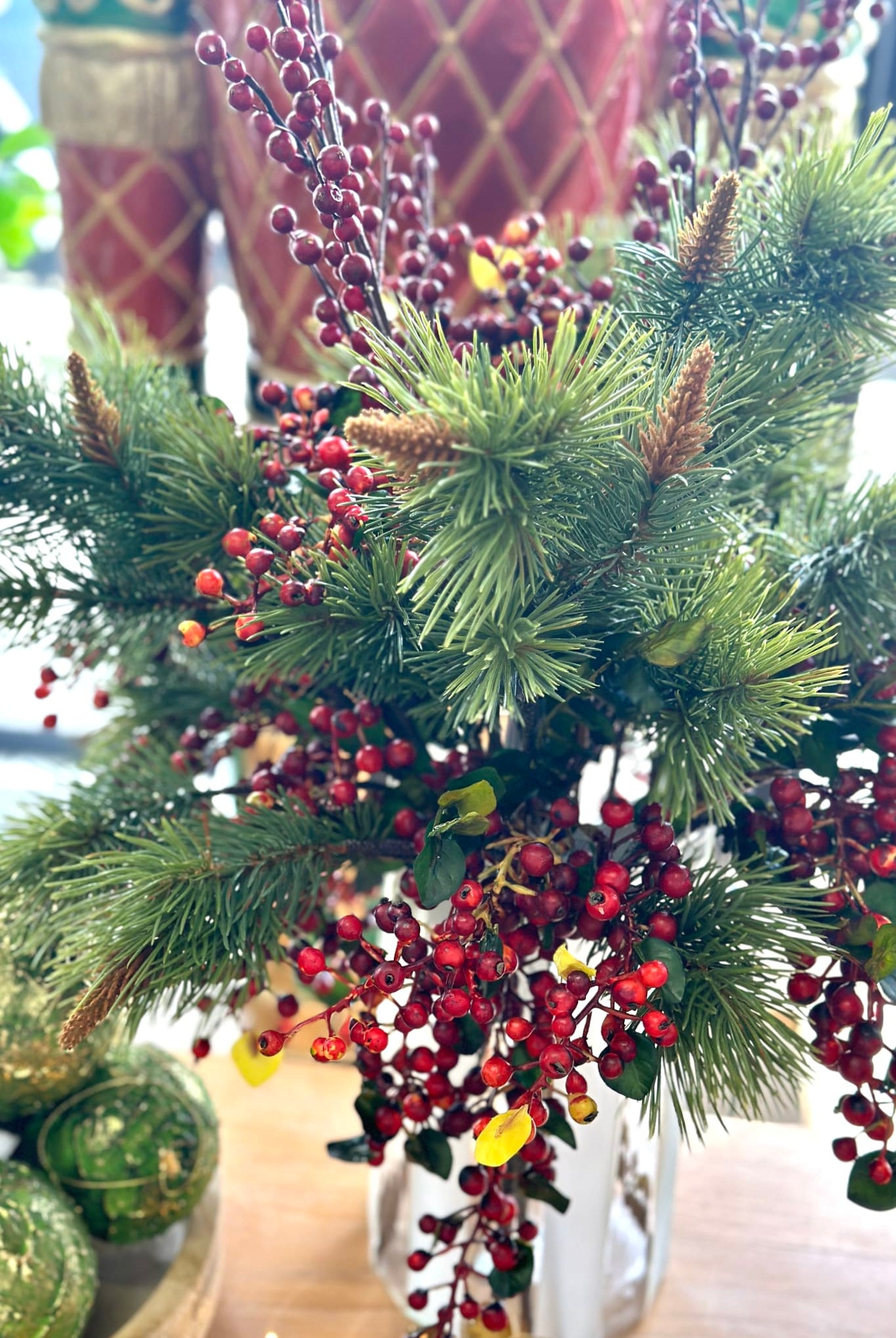 Large Budding Pinecone Branch Green - Magpie Style