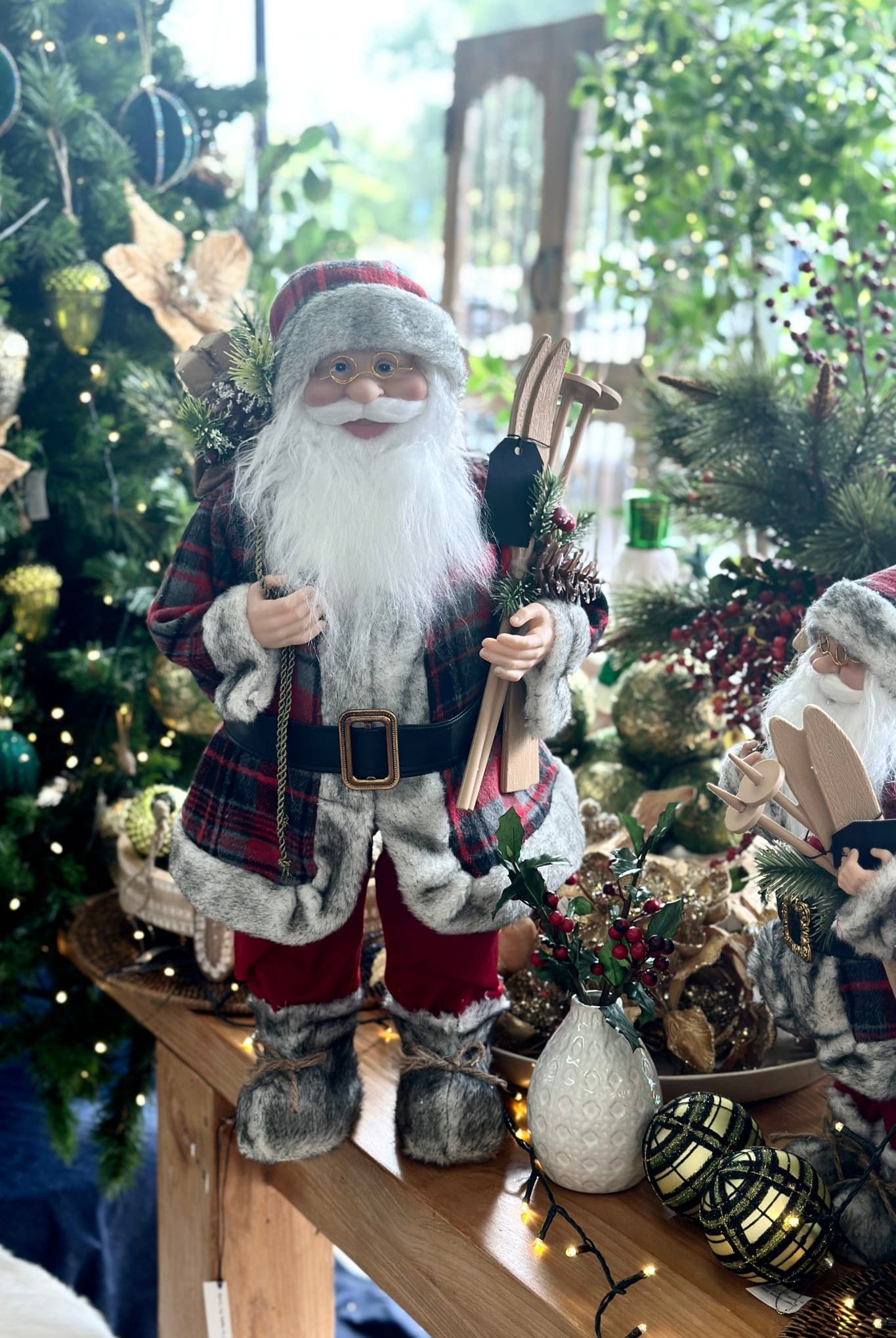 Standing Santa in Tartan (60cm) - Large - Magpie Style