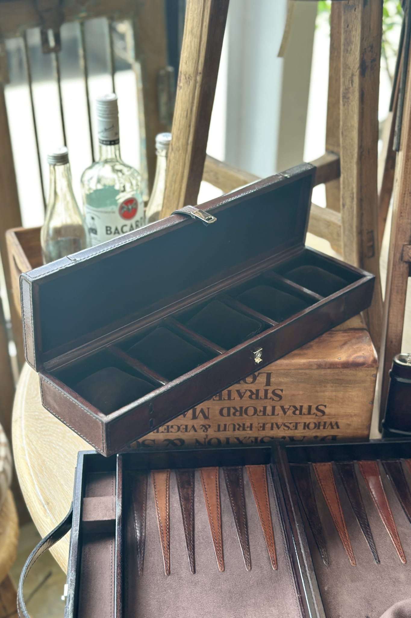 Leather 5 Watch Holder - Chocolate Brown - Magpie Style