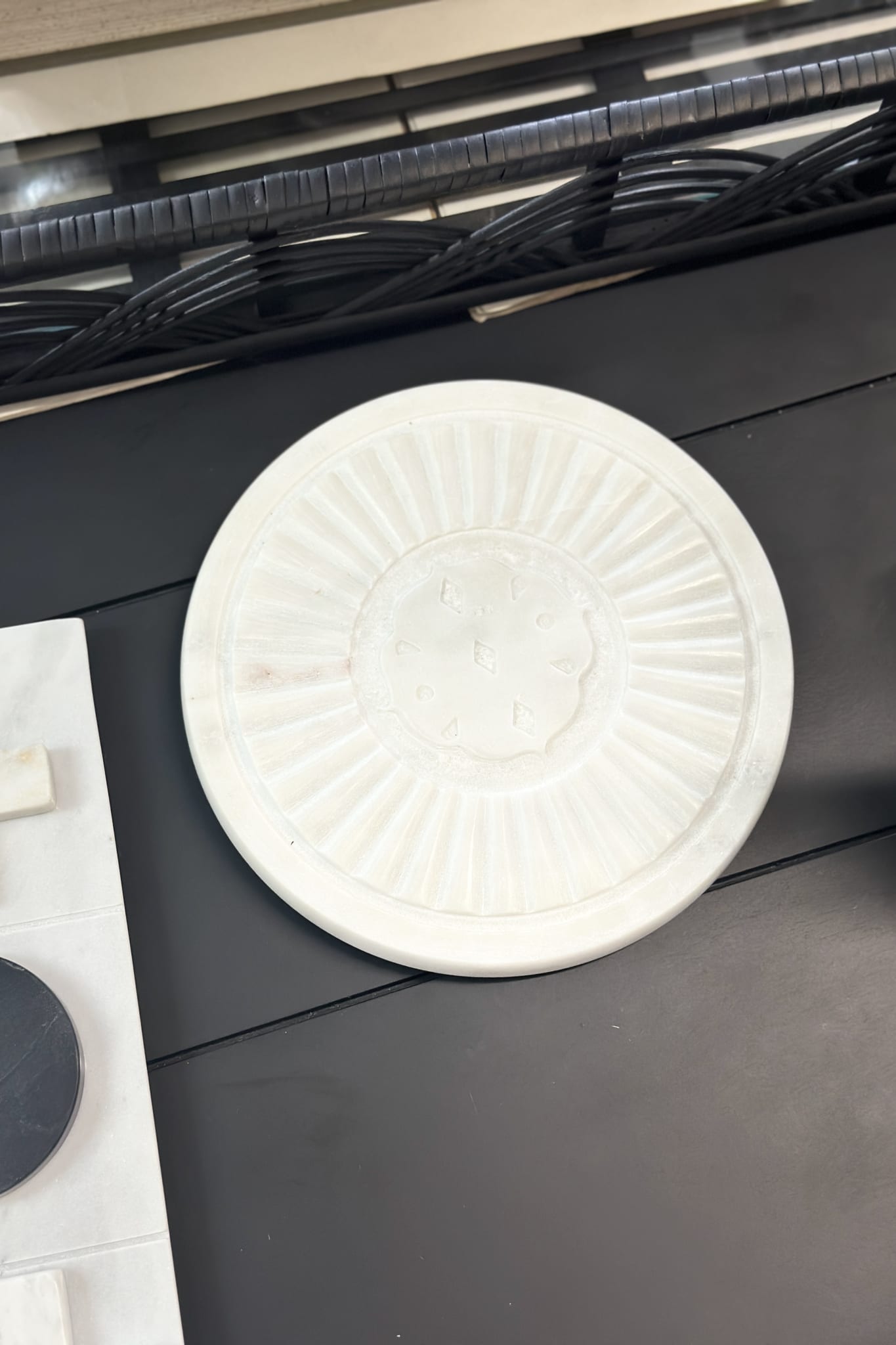 Bharat Hand Carved Marble Plate - Magpie Style