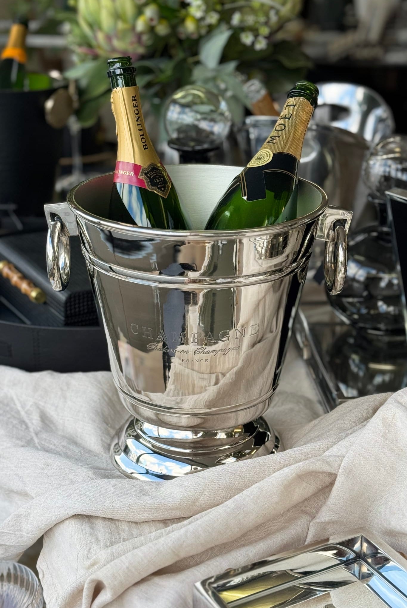 Nickel plated "Champagne" Bucket with Handles - Magpie Style