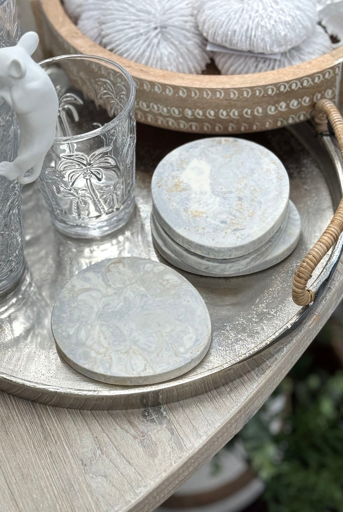 Pebble Cast Resin Coasters Set/4 - Magpie Style