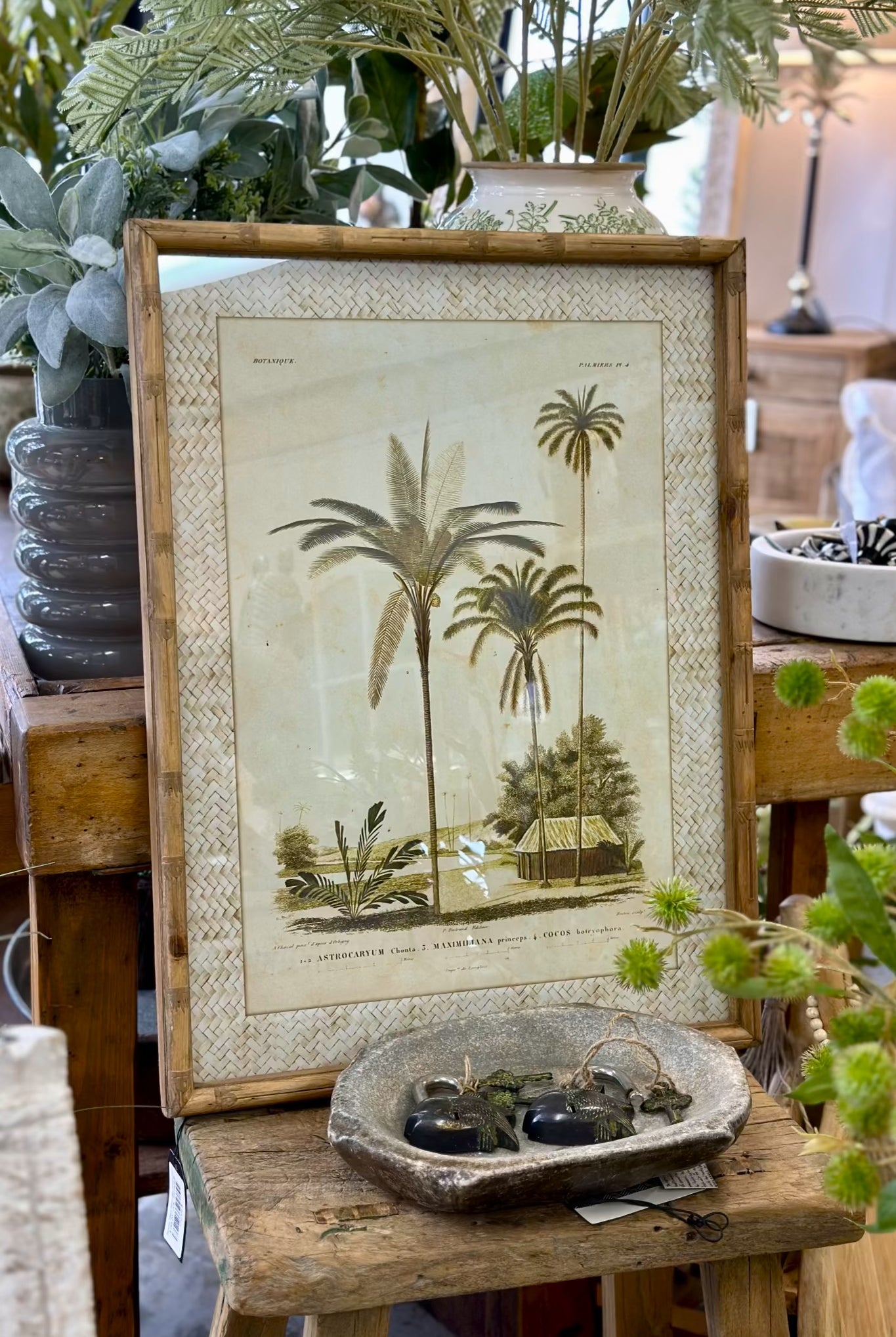 Zanzibar Village Palms Glass Framed Print - Magpie Style