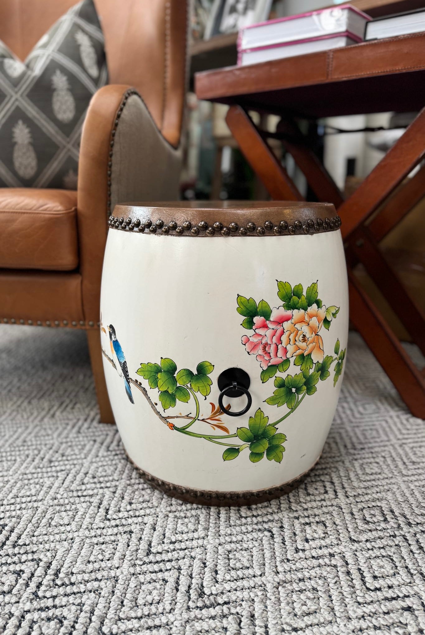 Antique Stool White Floral - Magpie Style