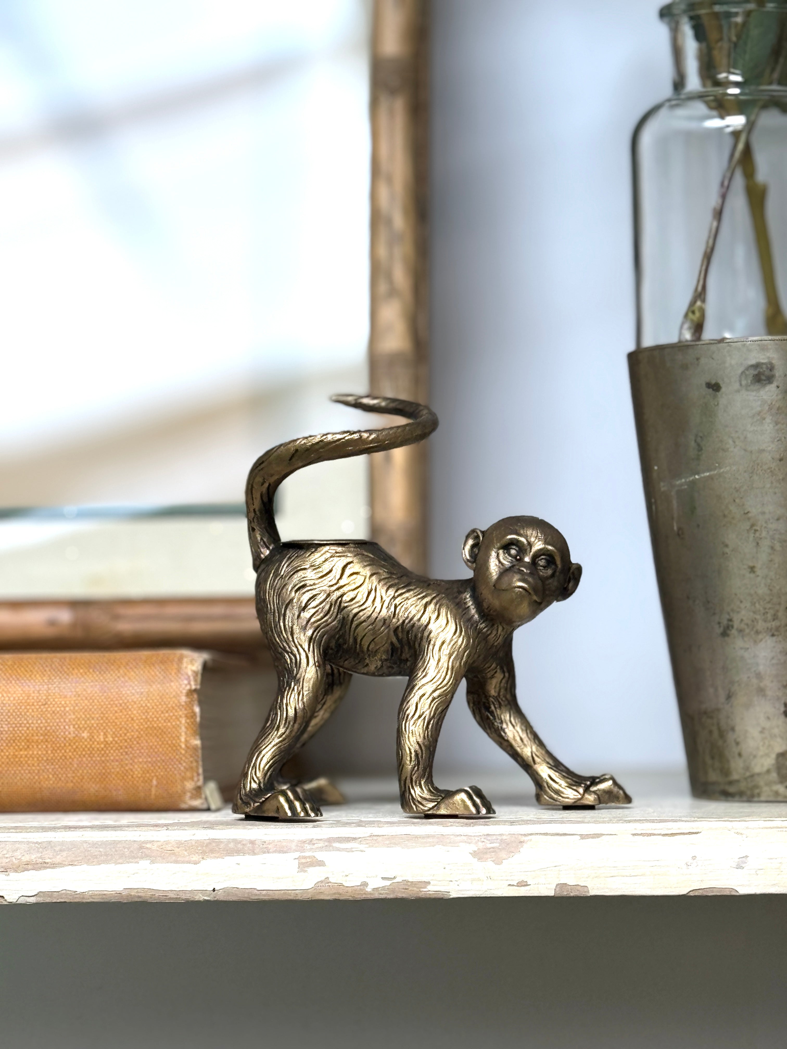 Monkey Candleholder Brass - Magpie Style