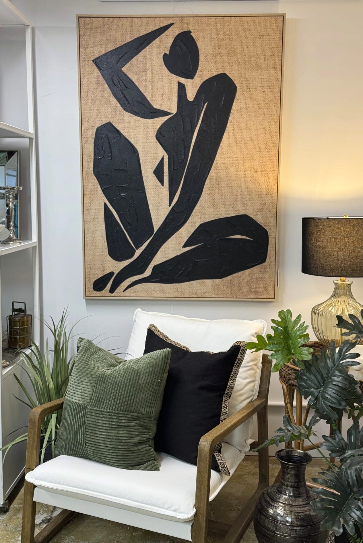 Block Print Nude Framed Canvas - Magpie Style