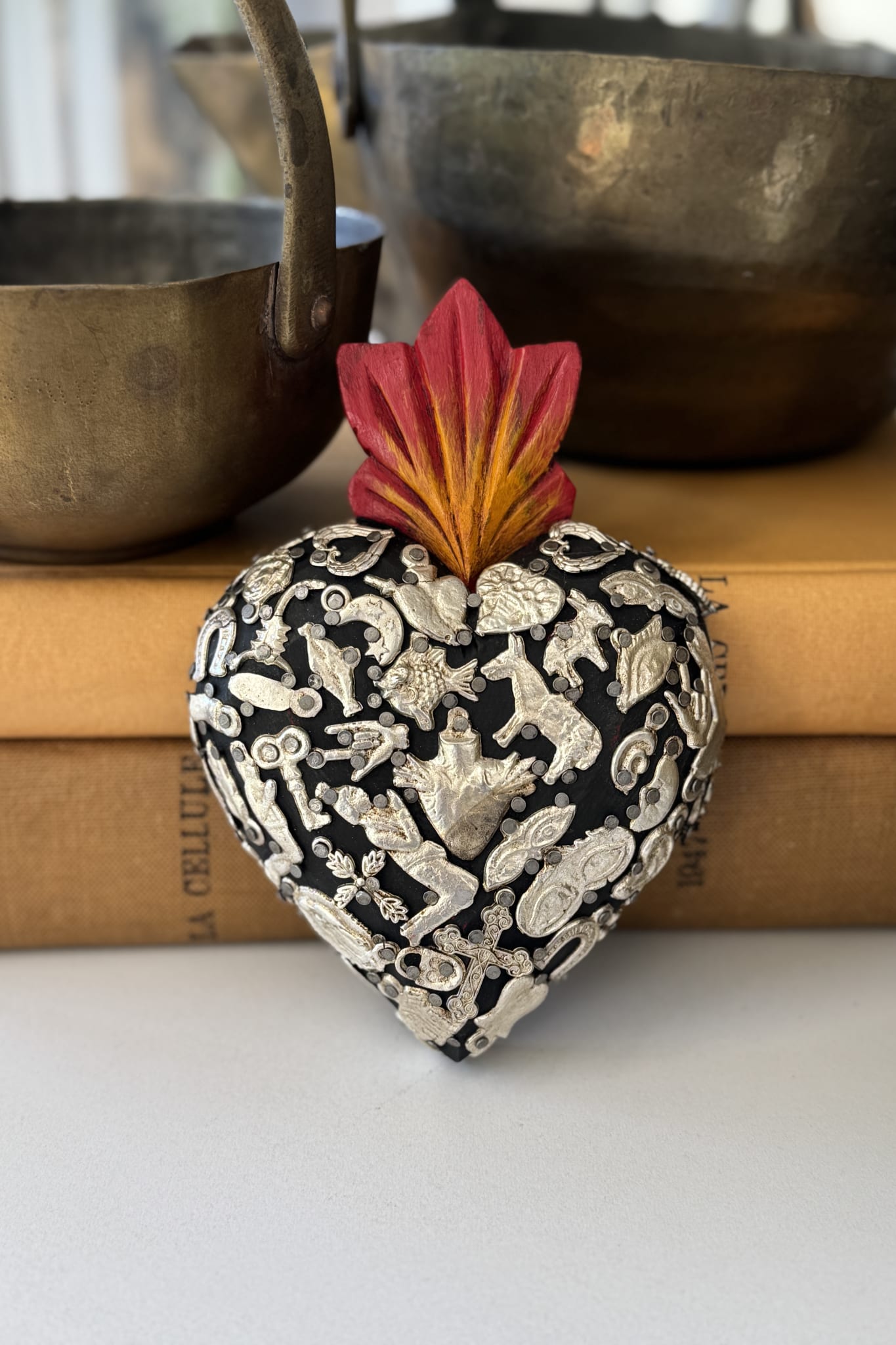 Medium Heart with Milagrios - Magpie Style
