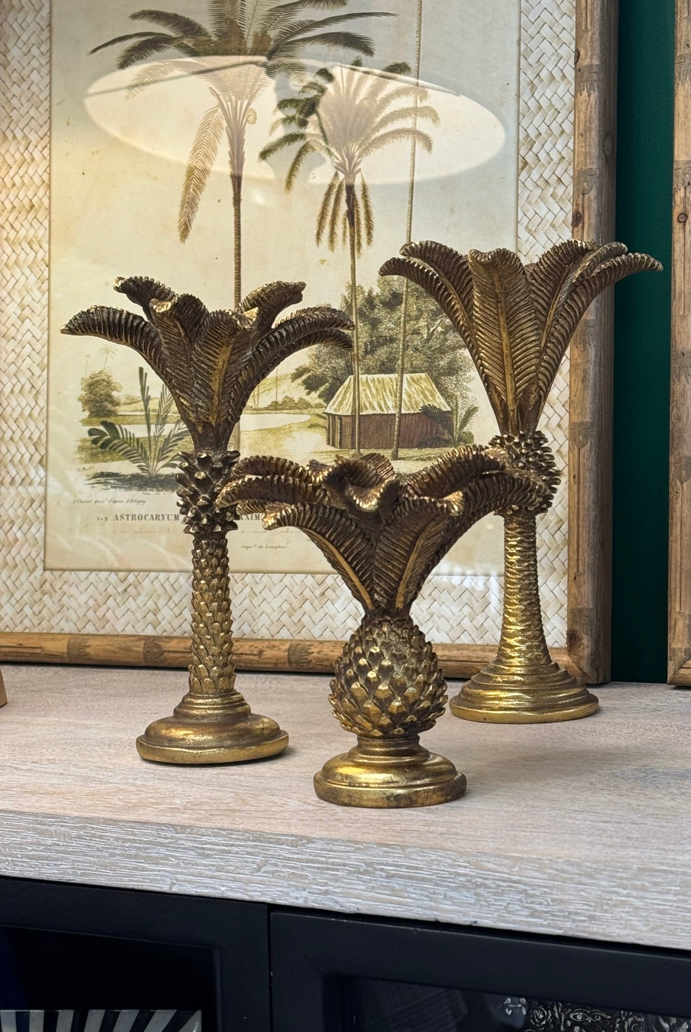Gold Large Queen Palm Candle Holder - Magpie Style