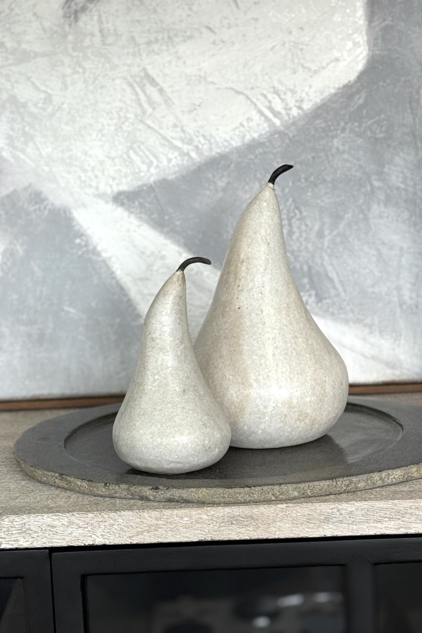 Small Hand Carved Marble Pear White - Magpie Style