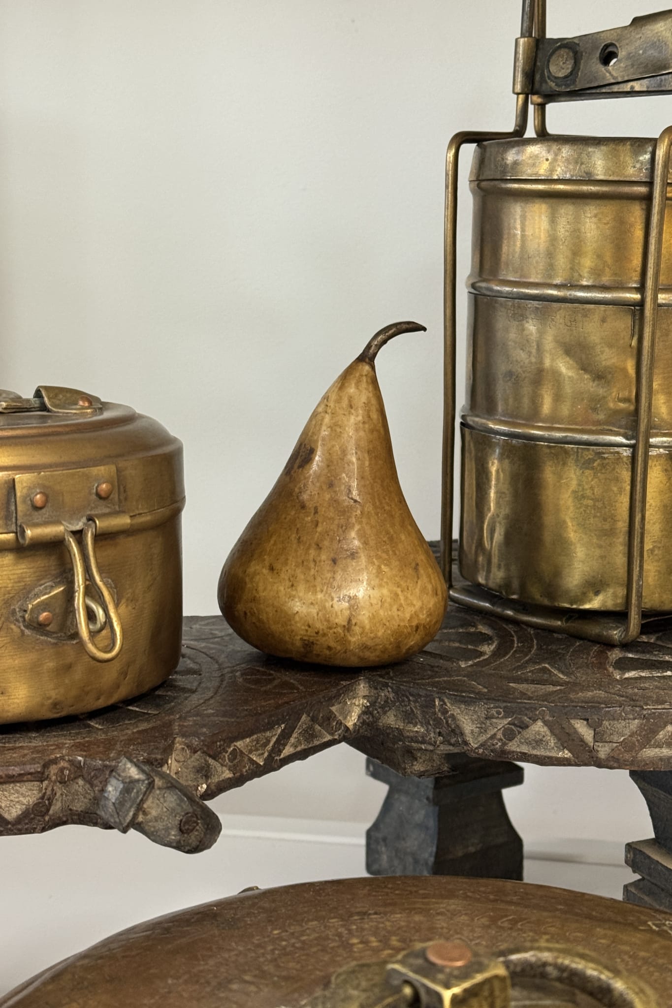 Small Hand Carved Marble Pear - Natural - Magpie Style