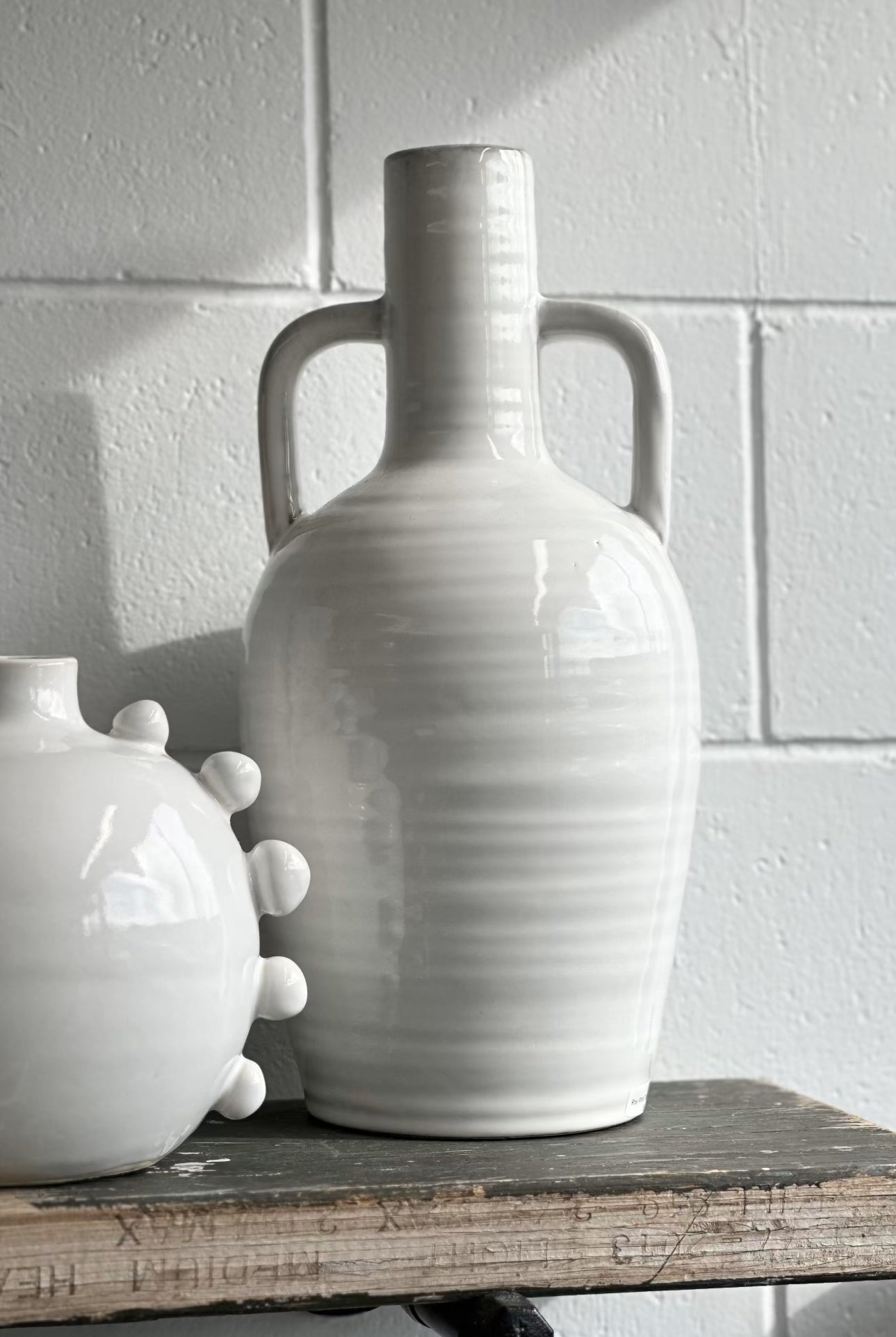 Roxy White Double Handle Vase - Magpie Style