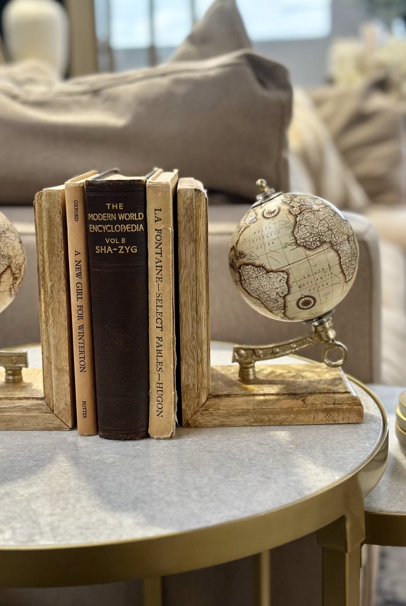 Atlas Globe Bookends - Nat - Magpie Style
