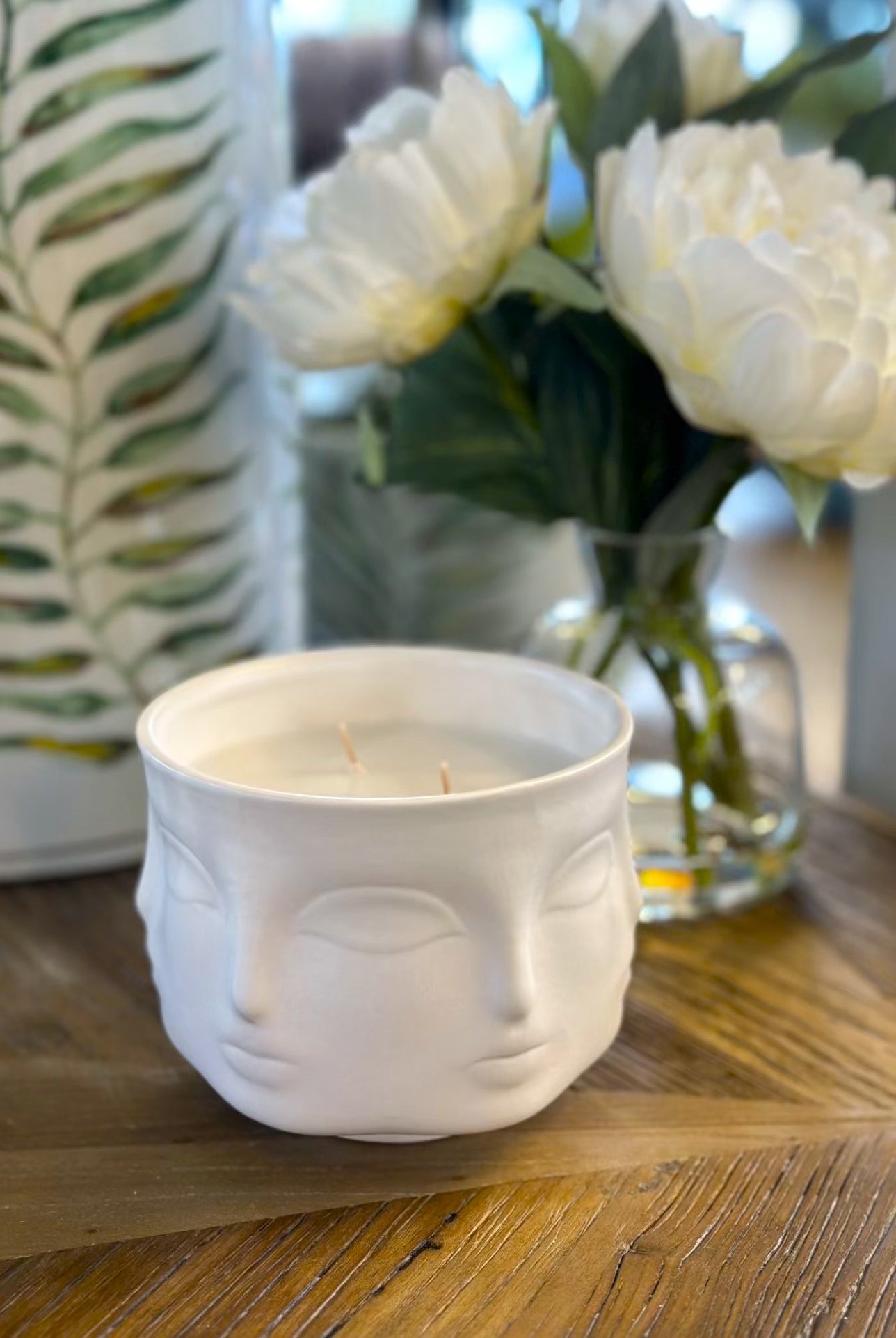 Visage Ceramic Candle Jar - White - Magpie Style