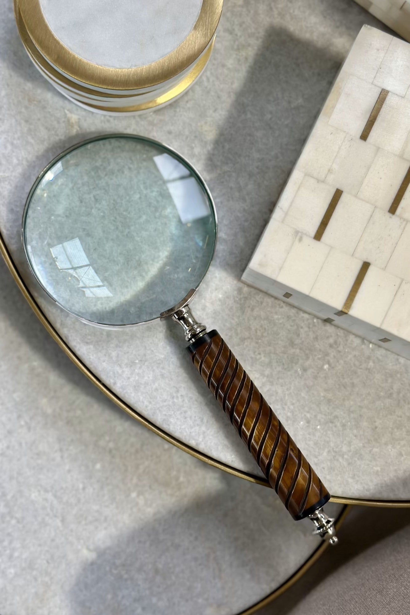 Magnifier with Brass Nickel and Resin - Magpie Style