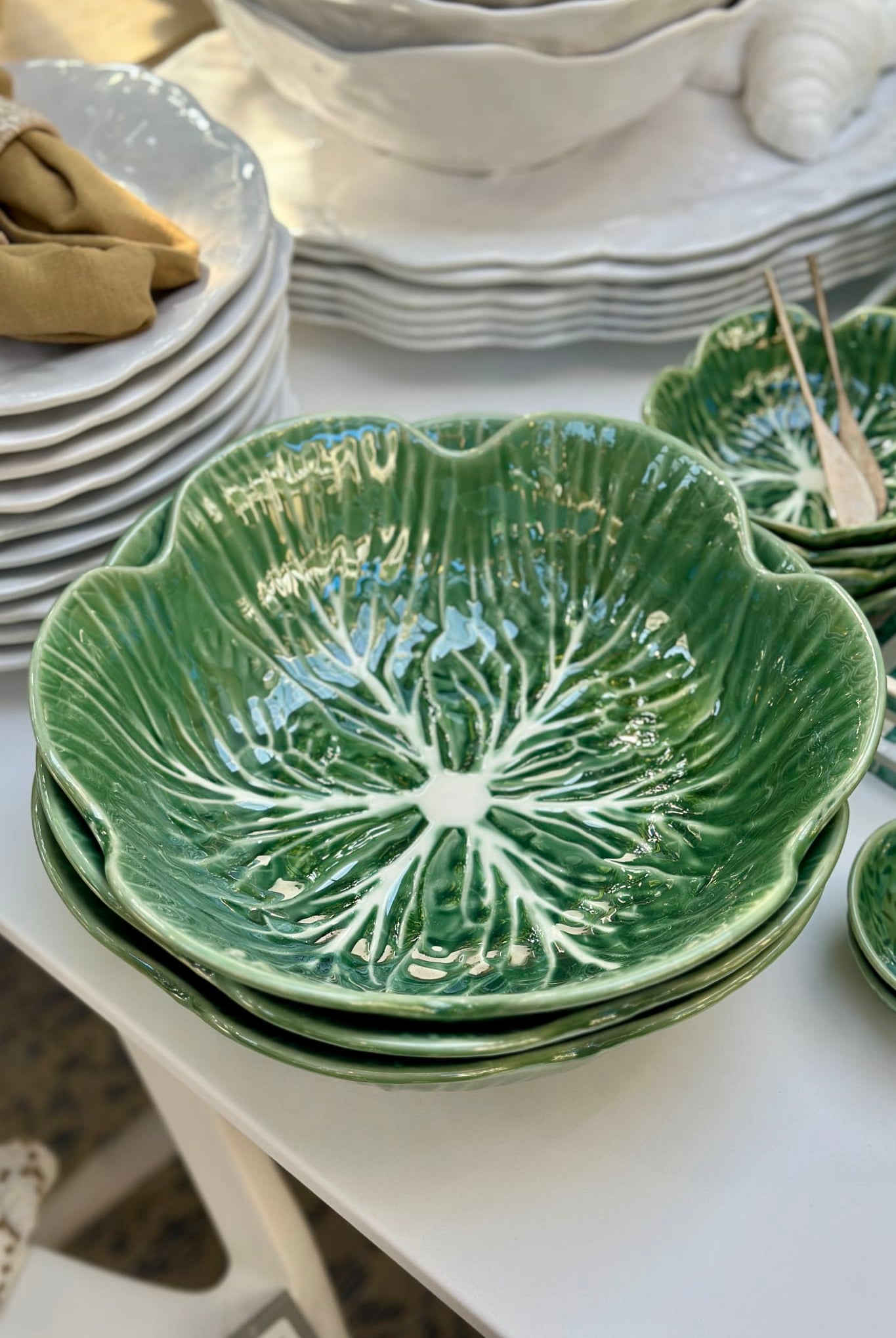 Large Cabbage Ceramic Bowl - Green - Magpie Style