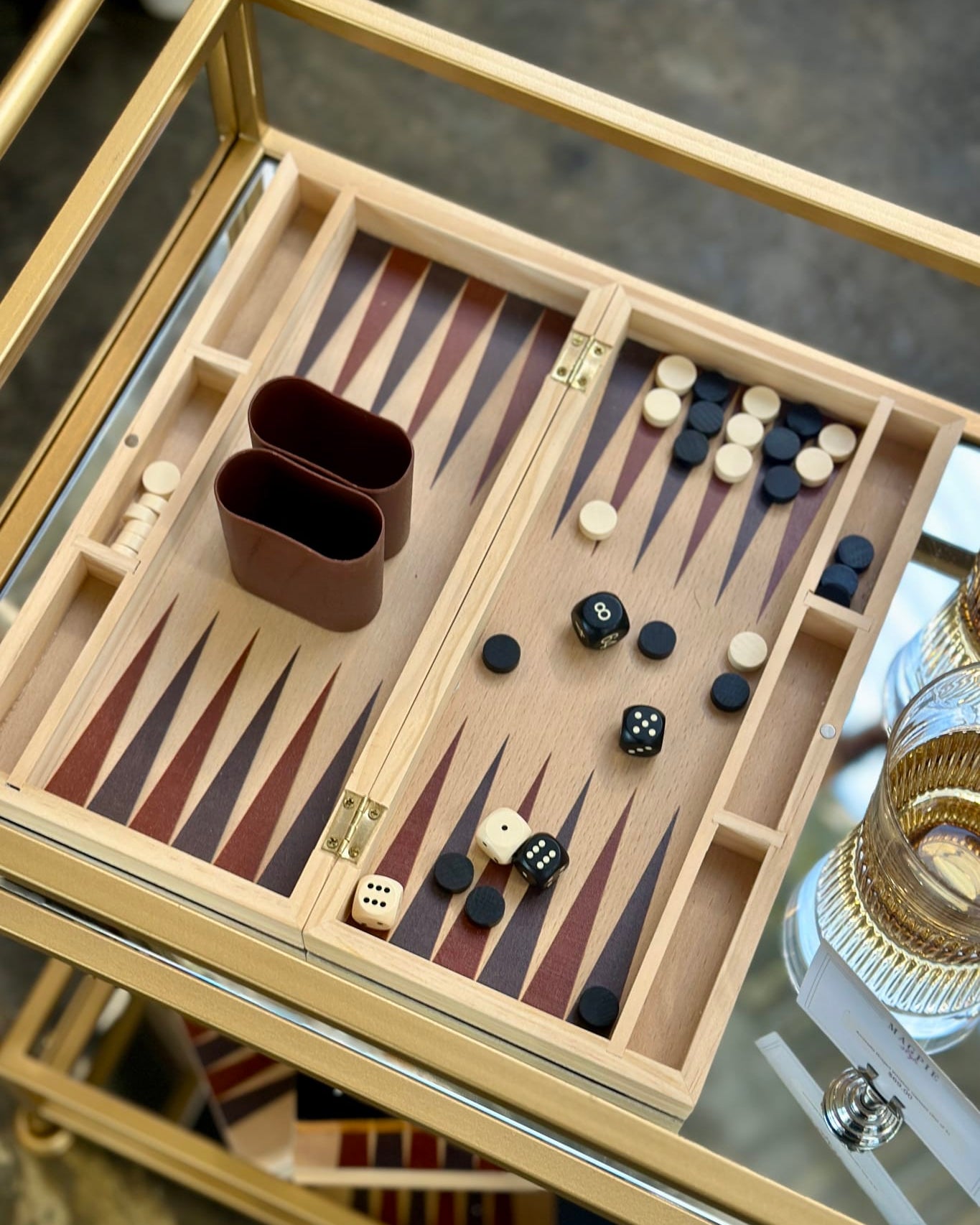 Backgammon Wood Game - Nat/Black - Magpie Style