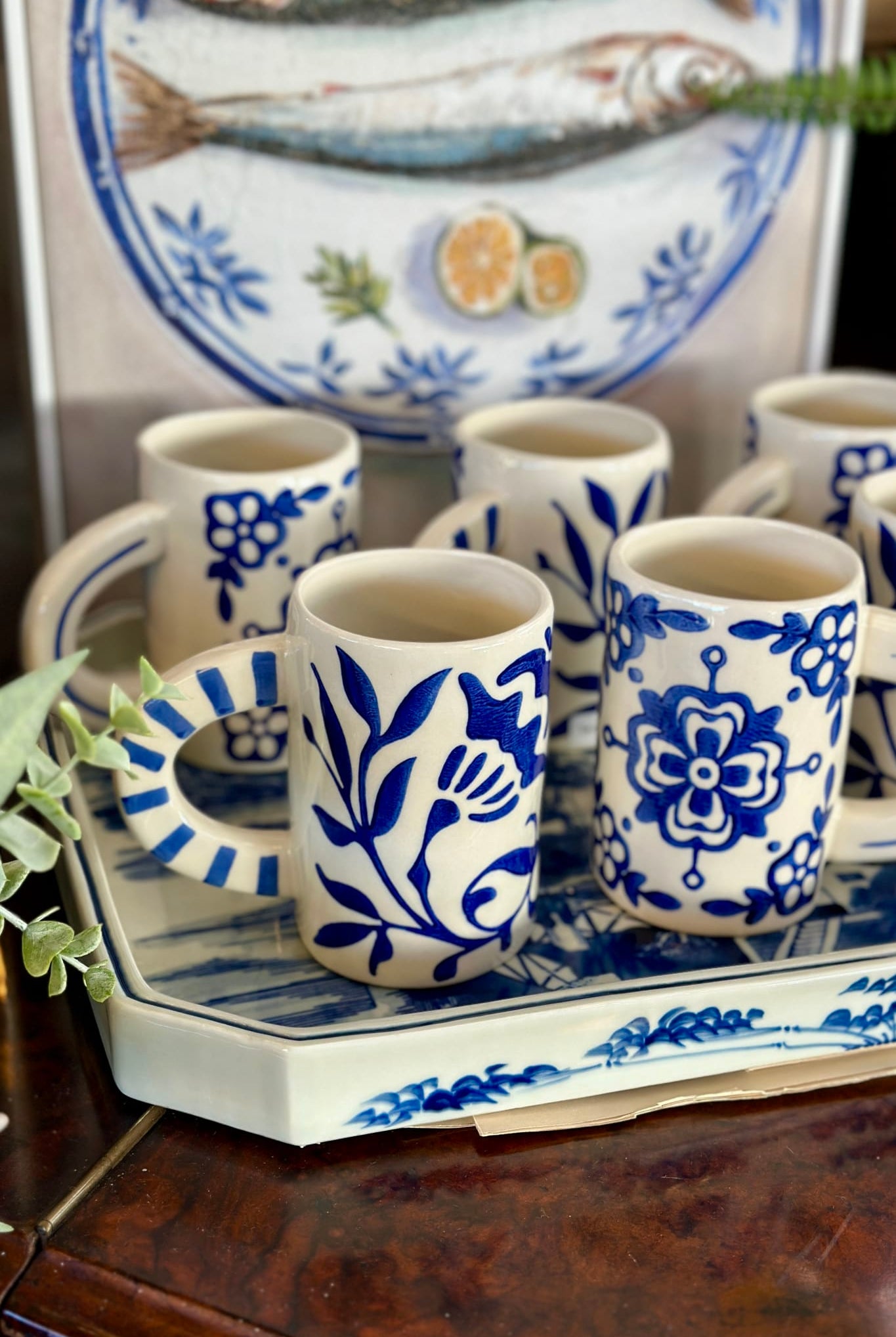 Bernisse Mug - Blue/White Mosaic - Magpie Style