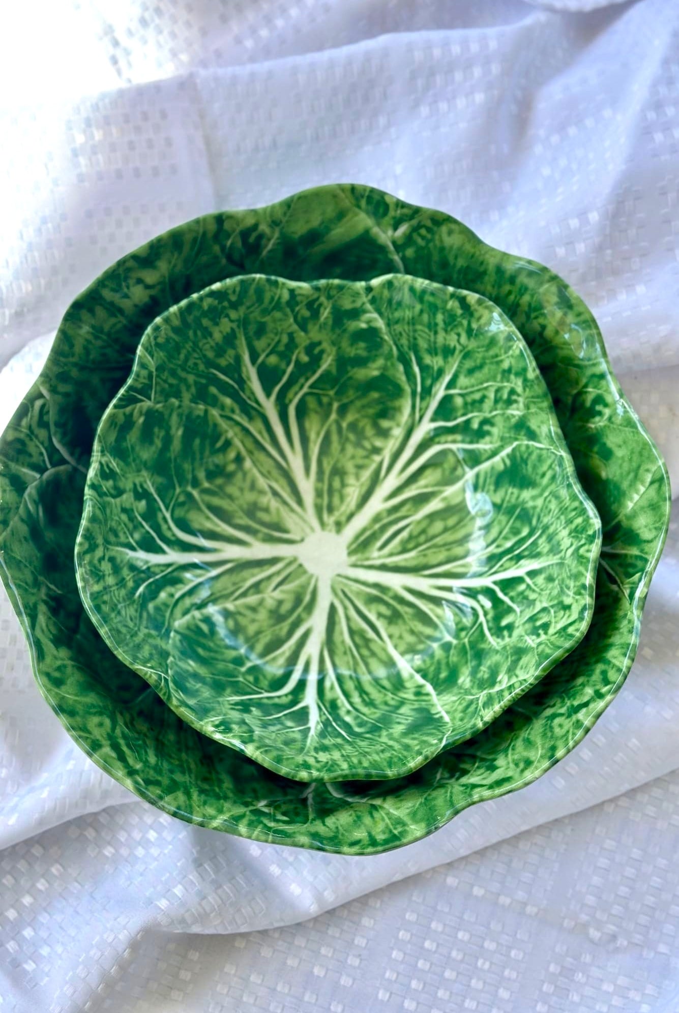 Green Medium Cabbage Leaf Melamine Bowl 27cm - Magpie Style