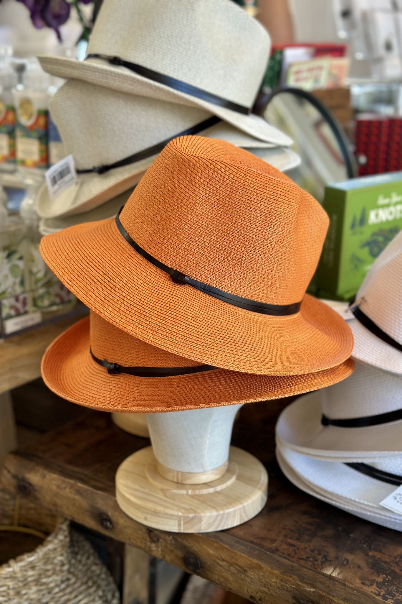 TRAVAUX EN COURS - Borsalino Hat Leather Strap - Orange - Paula Ryan
