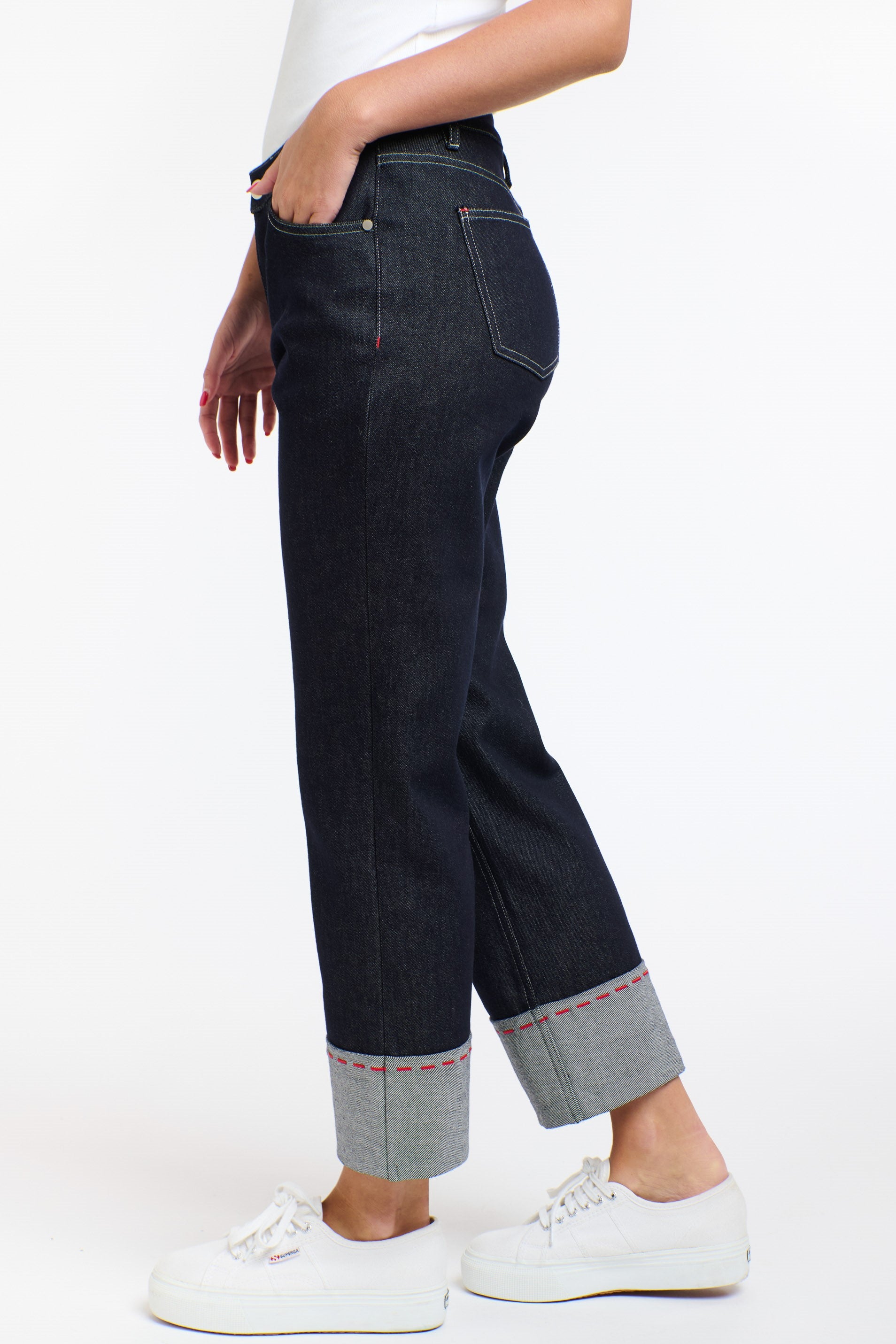 365 DAYS Susie Red Stitch Jeans - Dark Denim - Magpie Style