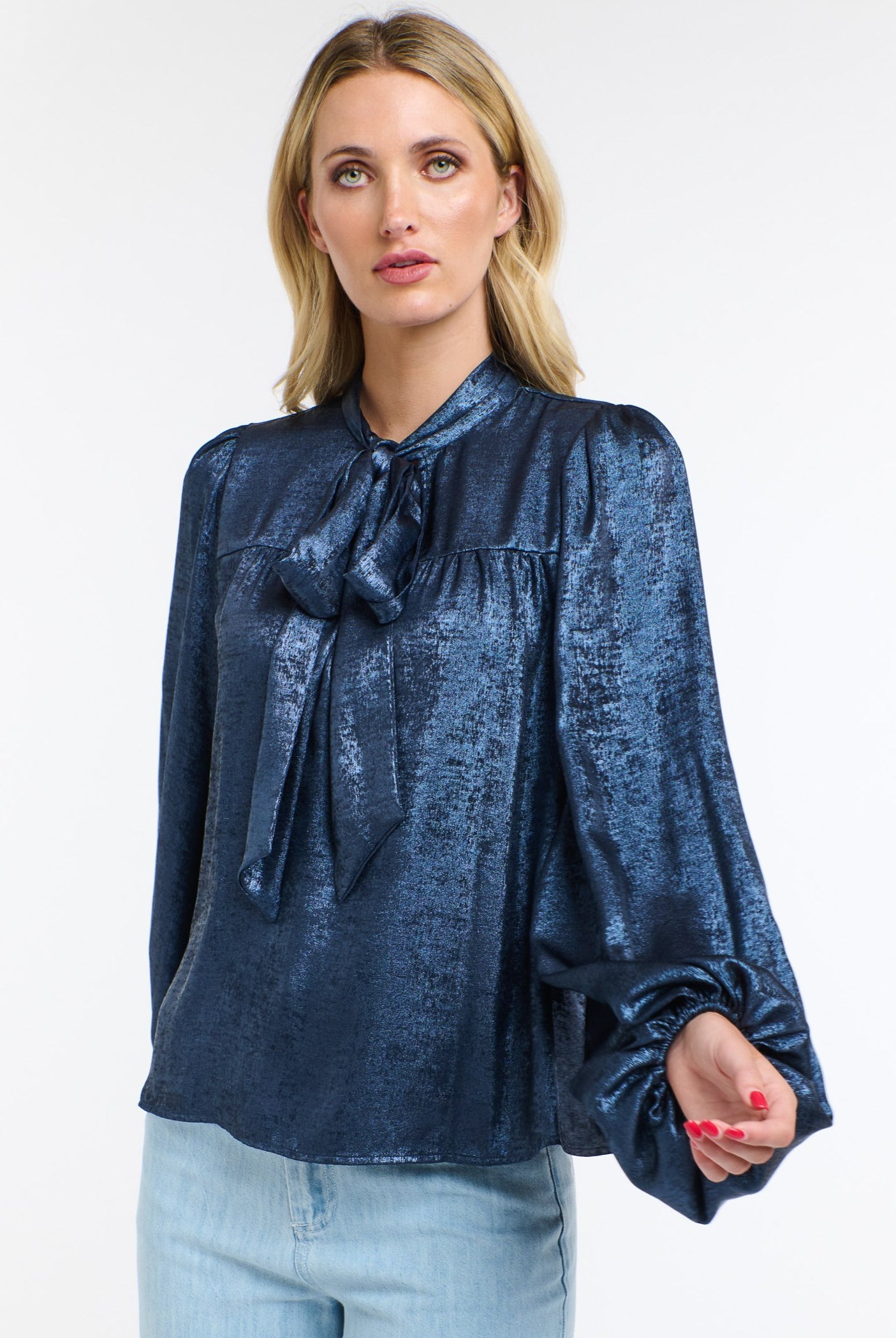 365 DAYS Pussy Bow Top - Midnight - Magpie Style