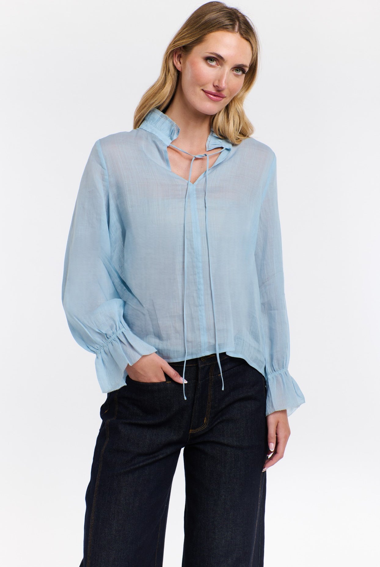 365 DAYS Amber Frill Neck Top - Sky Blue - Magpie Style
