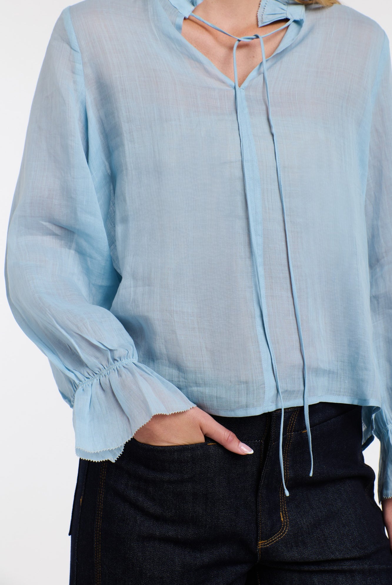 365 DAYS Amber Frill Neck Top - Sky Blue - Magpie Style