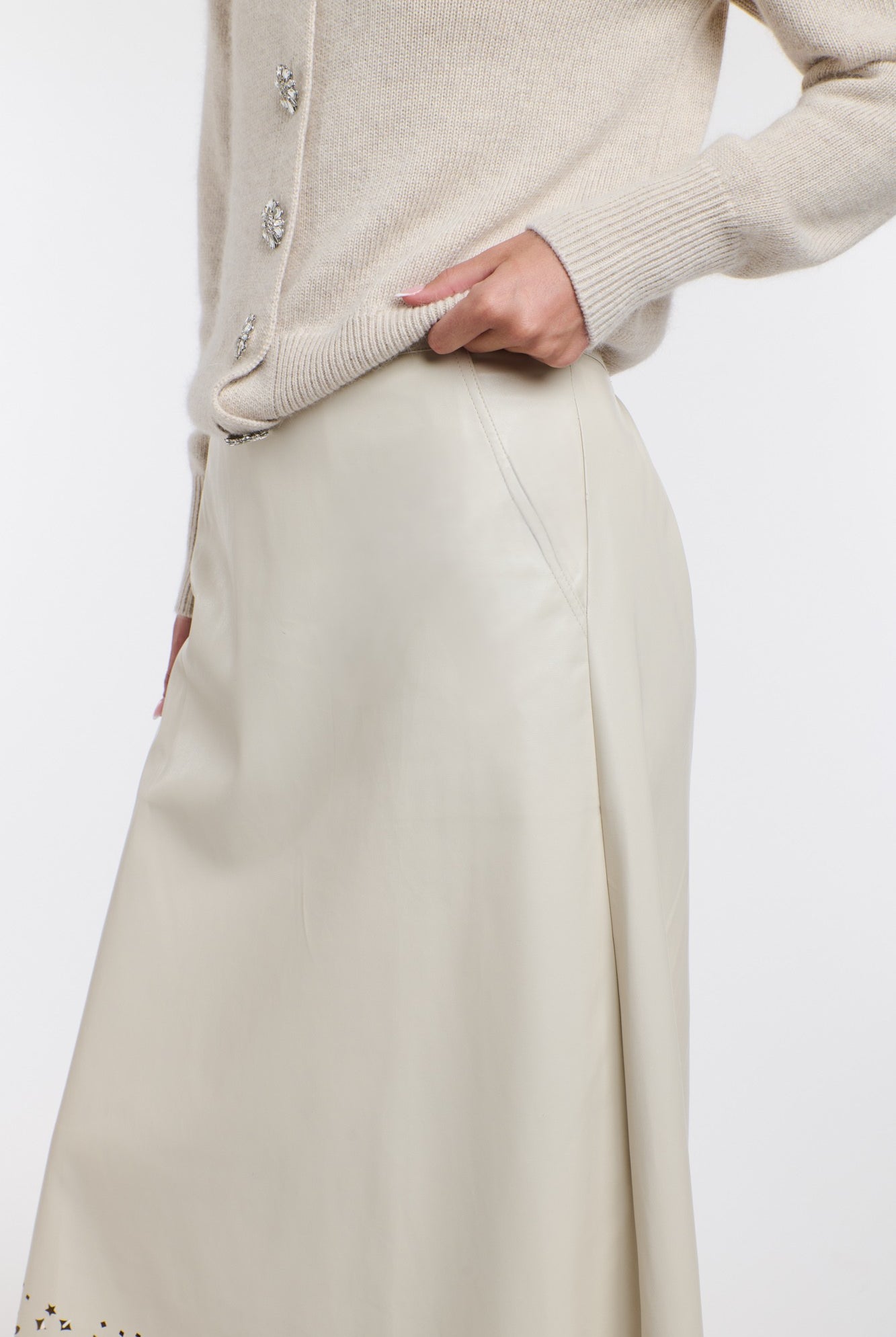 365 DAYS Raven Pu Laser Cut Skirt - Parchment - Magpie Style