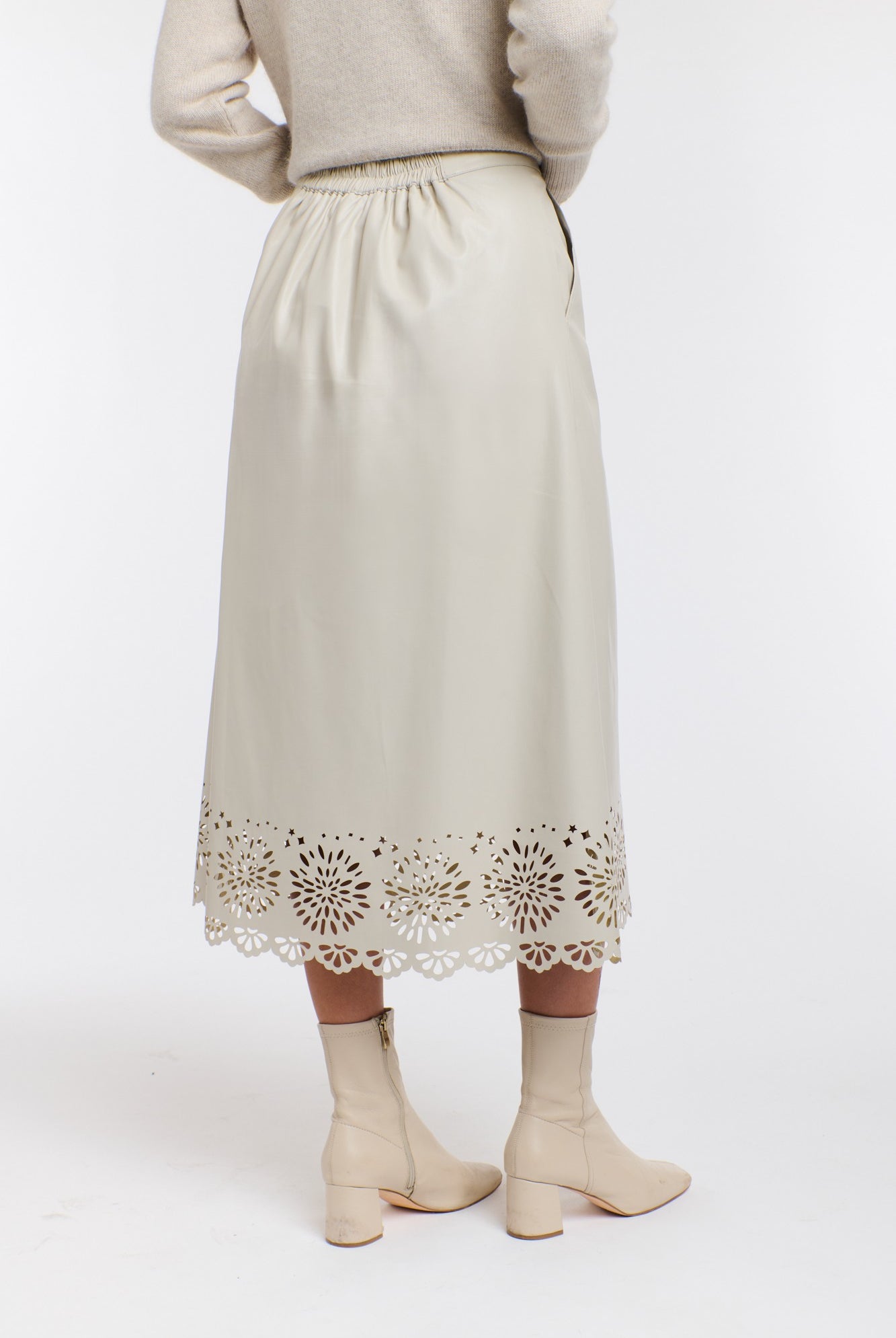365 DAYS Raven Pu Laser Cut Skirt - Parchment - Magpie Style