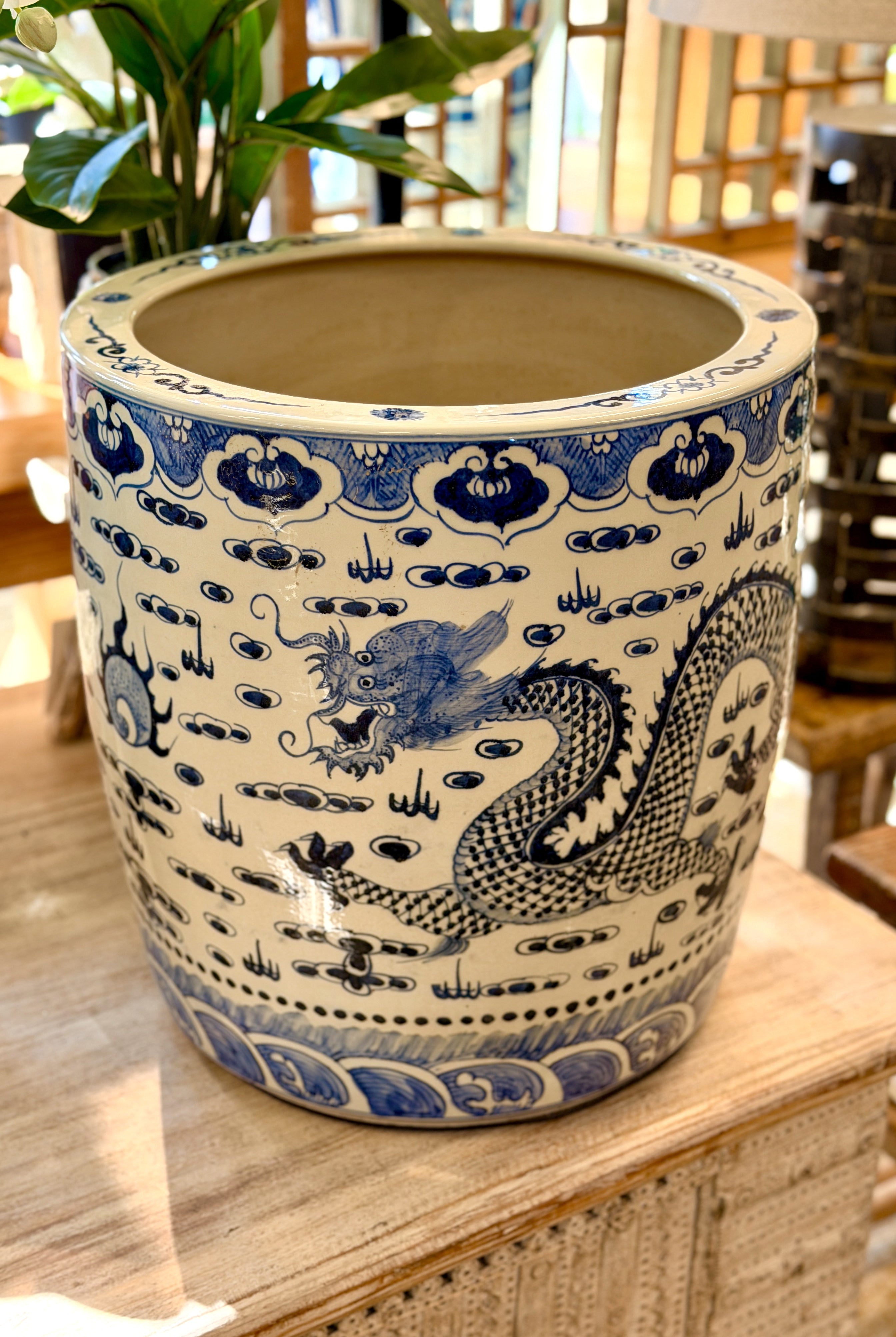 Blue and White Dragon Planter - Magpie Style