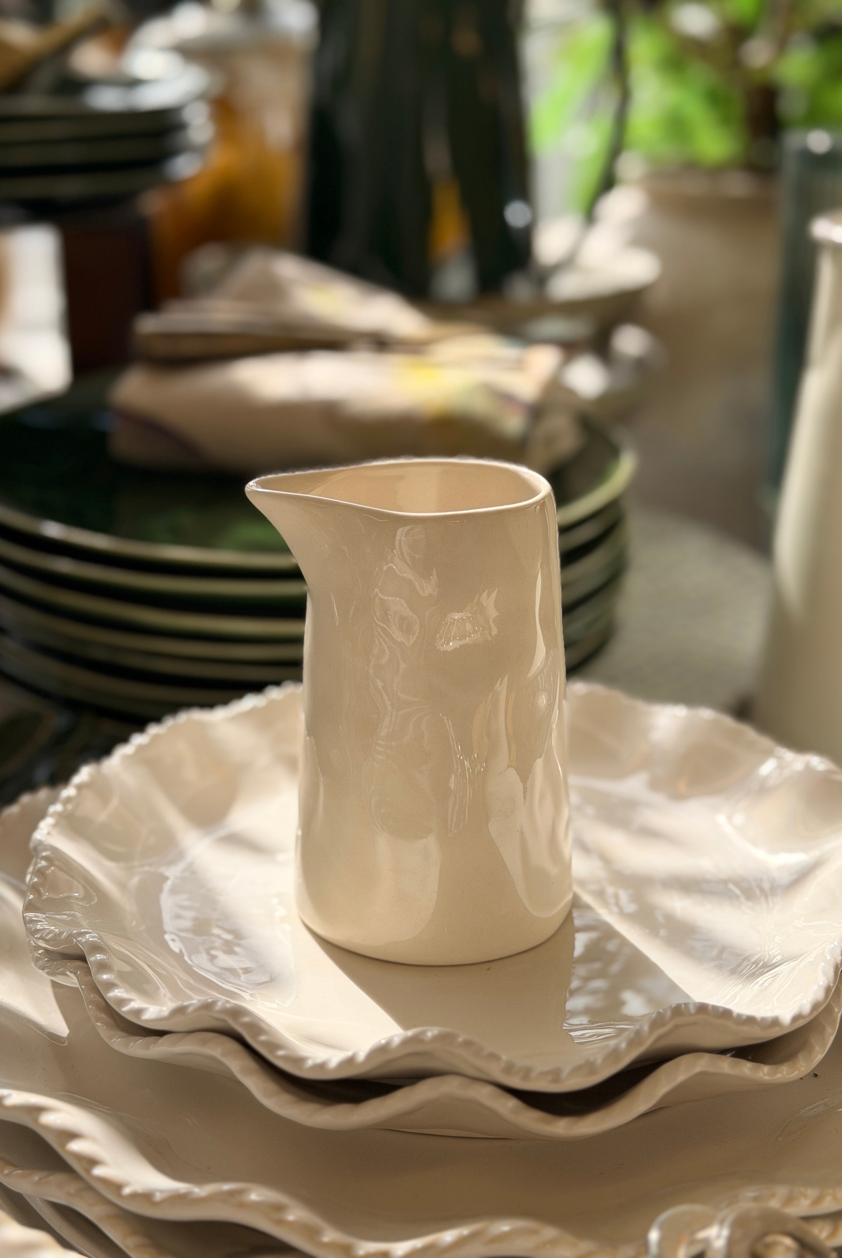 Ivory Sculpted Ceramic Mini Jug - Magpie Style