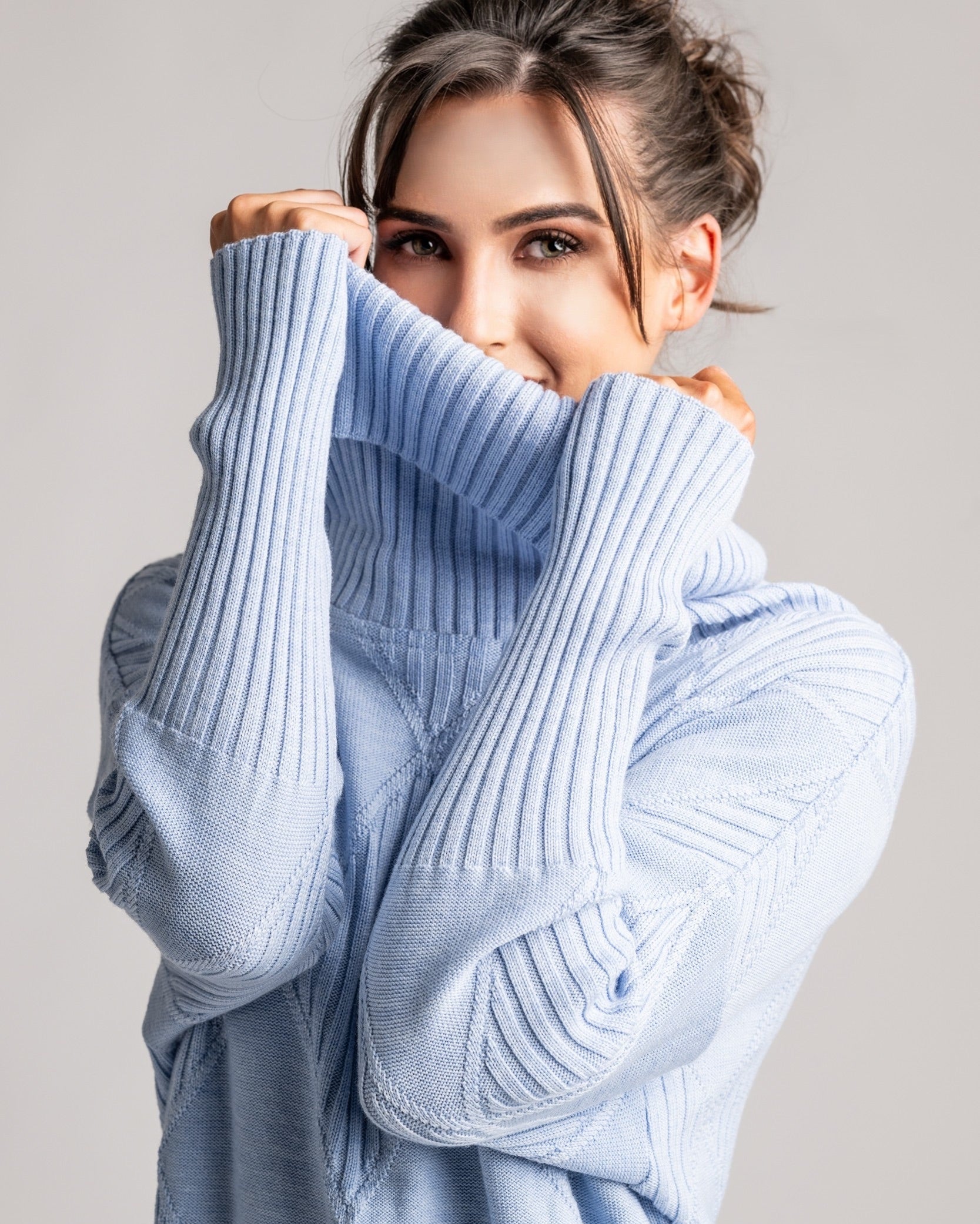PAULA RYAN Diamond Rib Sweater - Merino Powder Blue - Paula Ryan