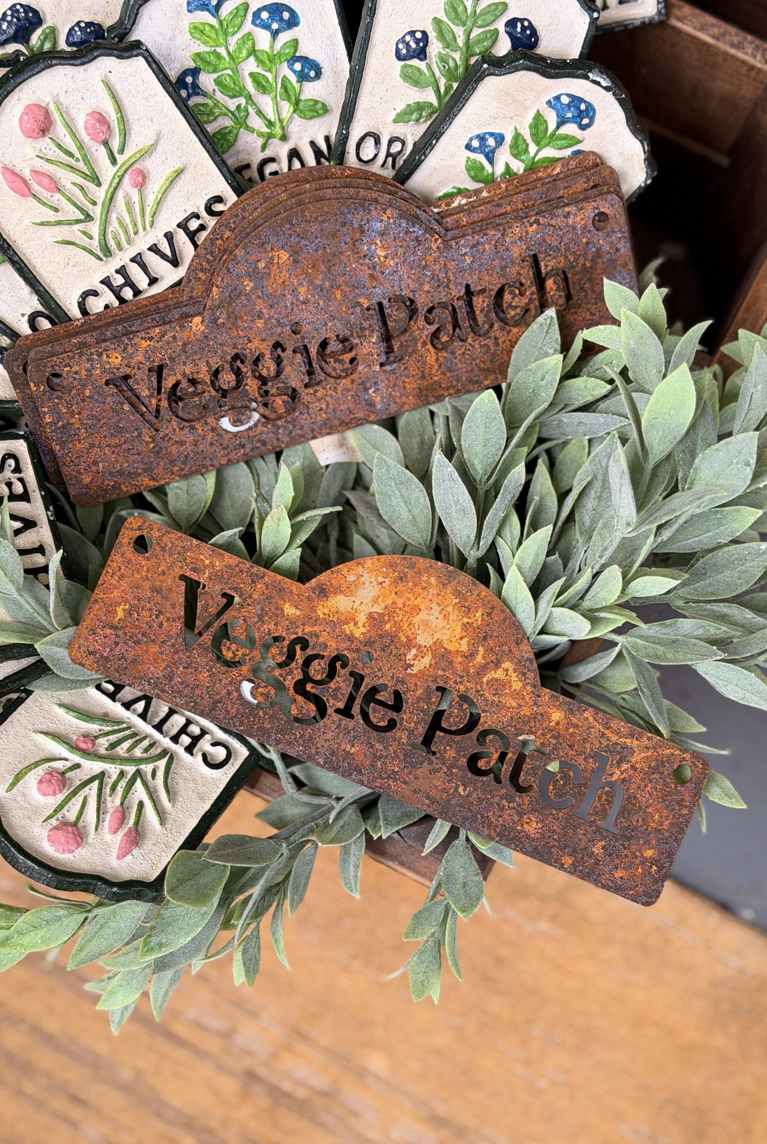 Vege Patch Sign - Rust Finish - Magpie Style