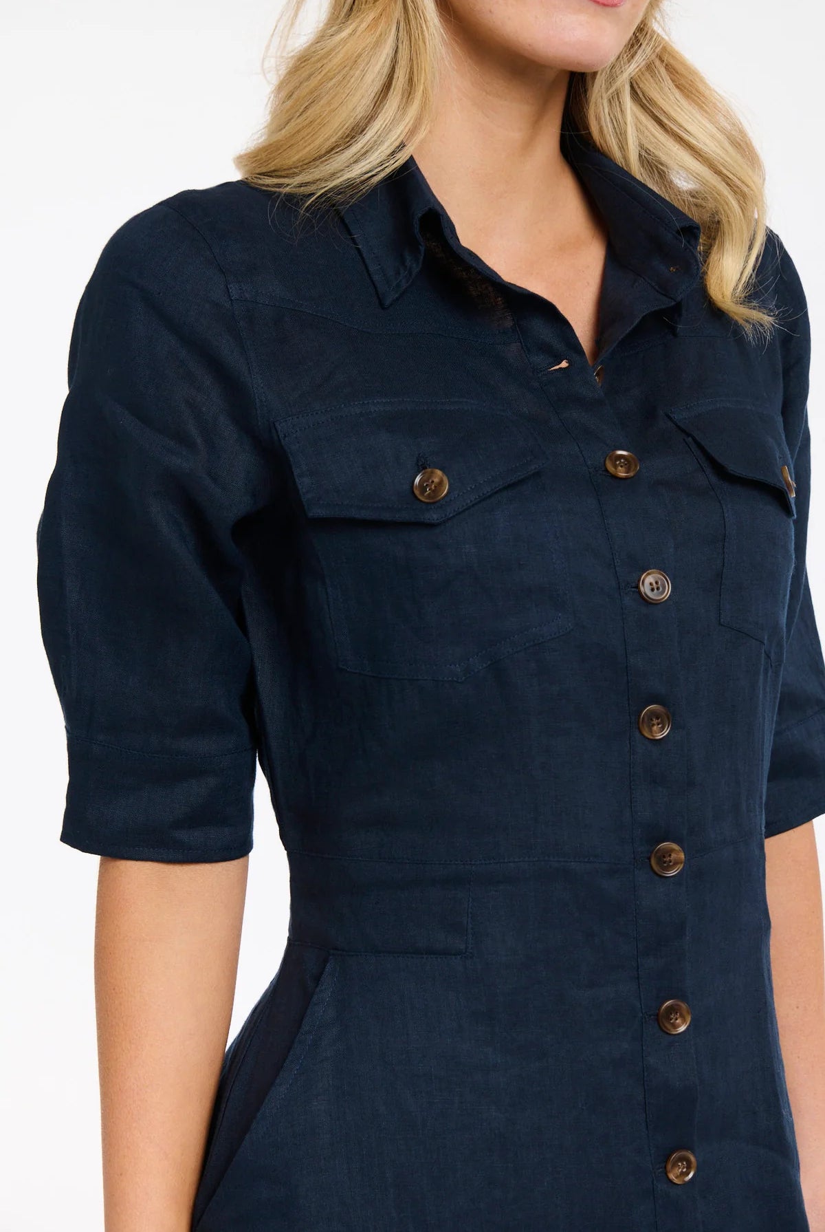 365 DAYS Georgia Linen Dress - Navy - Magpie Style